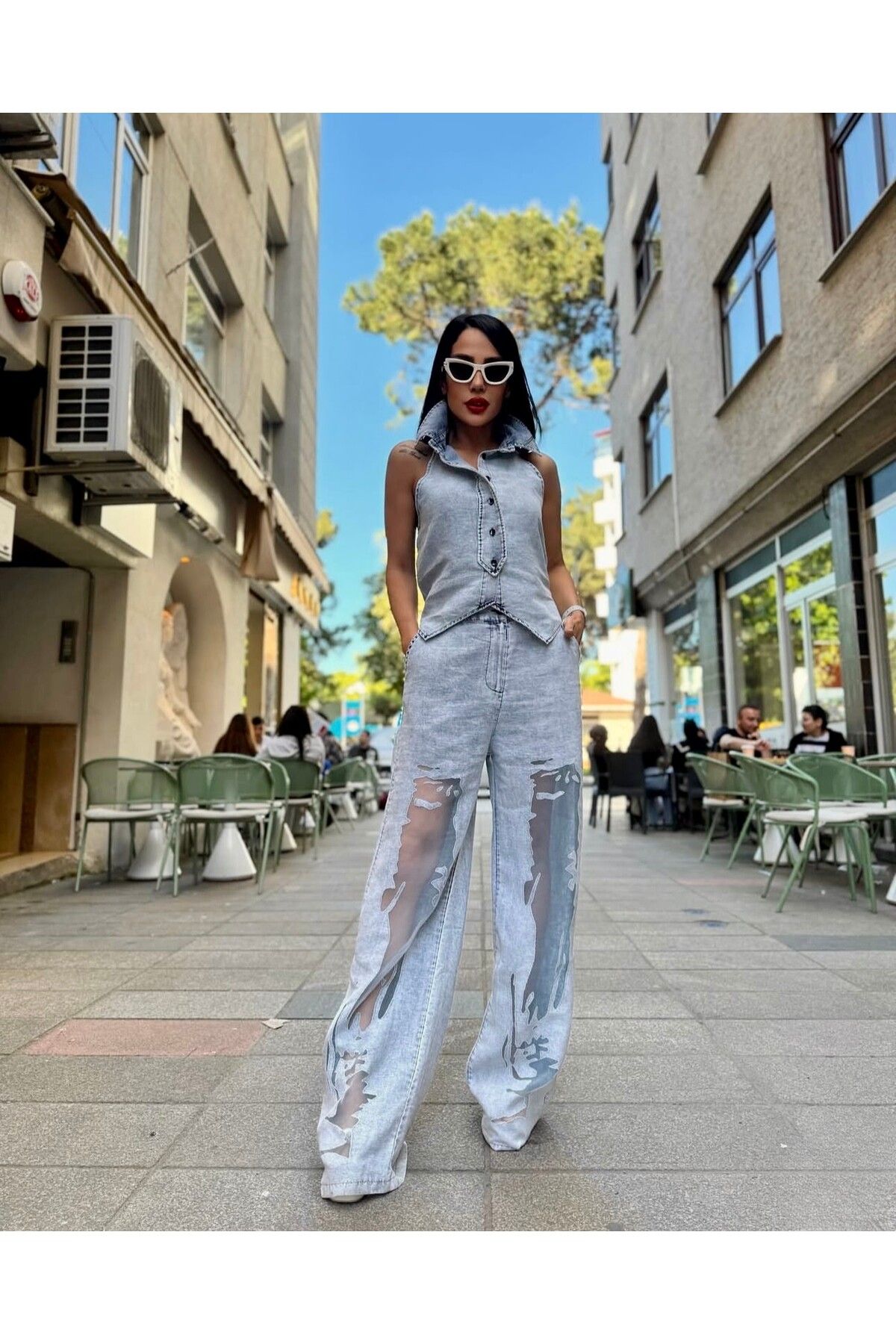 H4 Transparan İndigo Pant.