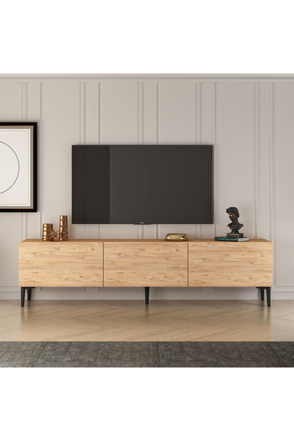 WOODORA DESİNG EST TV SEHPASI-AYAKLI-150cm ATLANTİK ÇAM