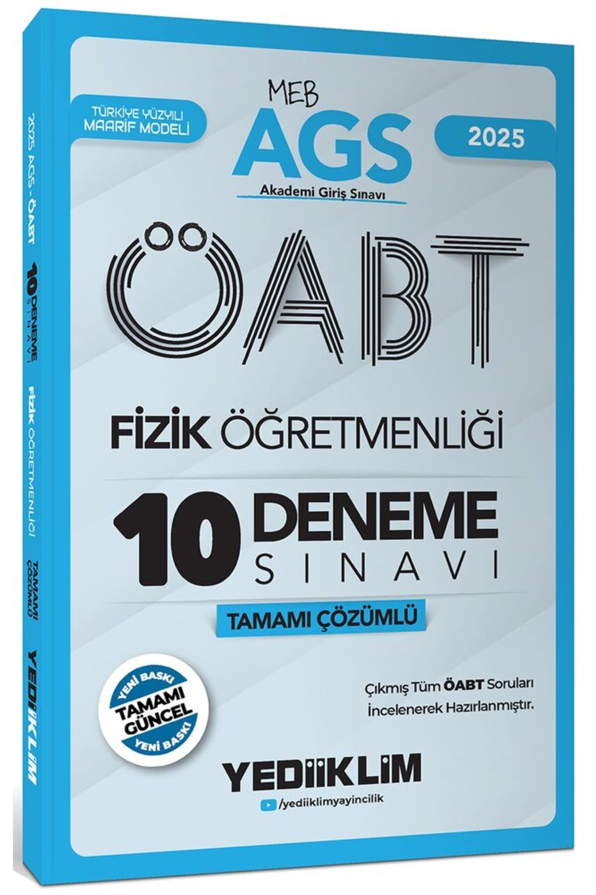 Yediiklim Yayınları Yediiklim 2025 MEB AGS ÖABT Fizik Öğretmenliği Tamamı Çözümlü 10 Deneme Sınavı