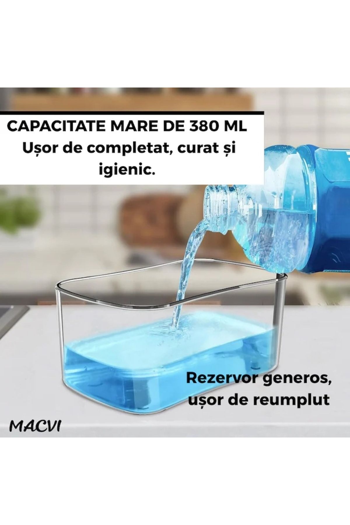 MACVI-Macvi® detergent dispenser 380 ml, sponge holder, push-button operation, detergent saving 4