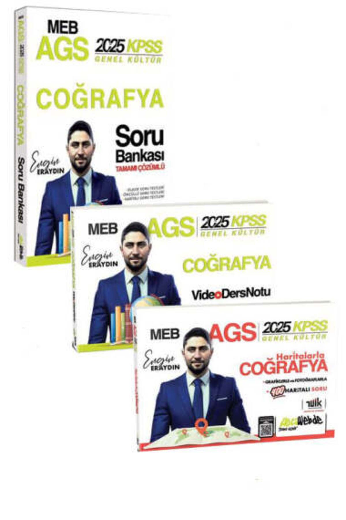 Hocawebde Yayınları HocaWebde 2025 MEB AGS KPSS Coğrafya Soru Bankası - Video Ders Notları - Harita Seti (3 Ki