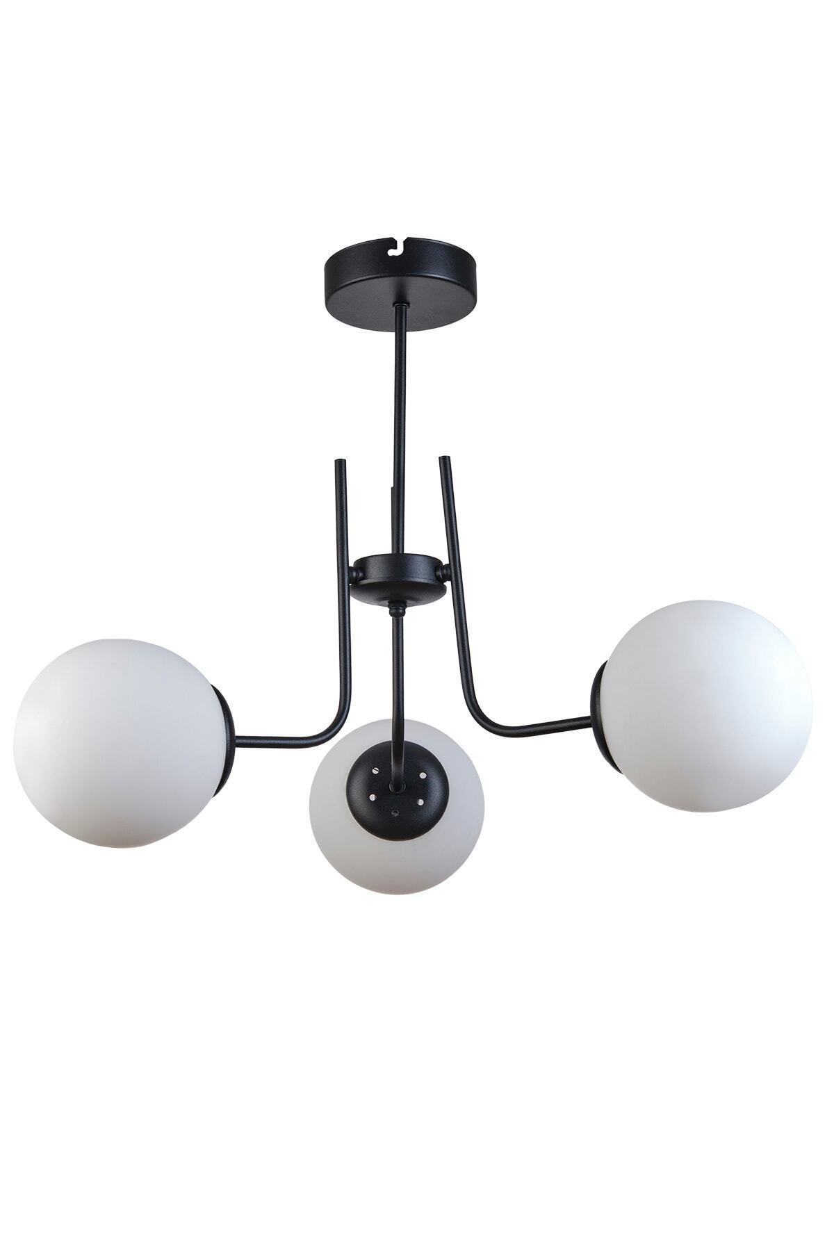 Vien Modern Design Bedroom Kitchen Living Room Black Color 3-Piece Chandelier with White Glass