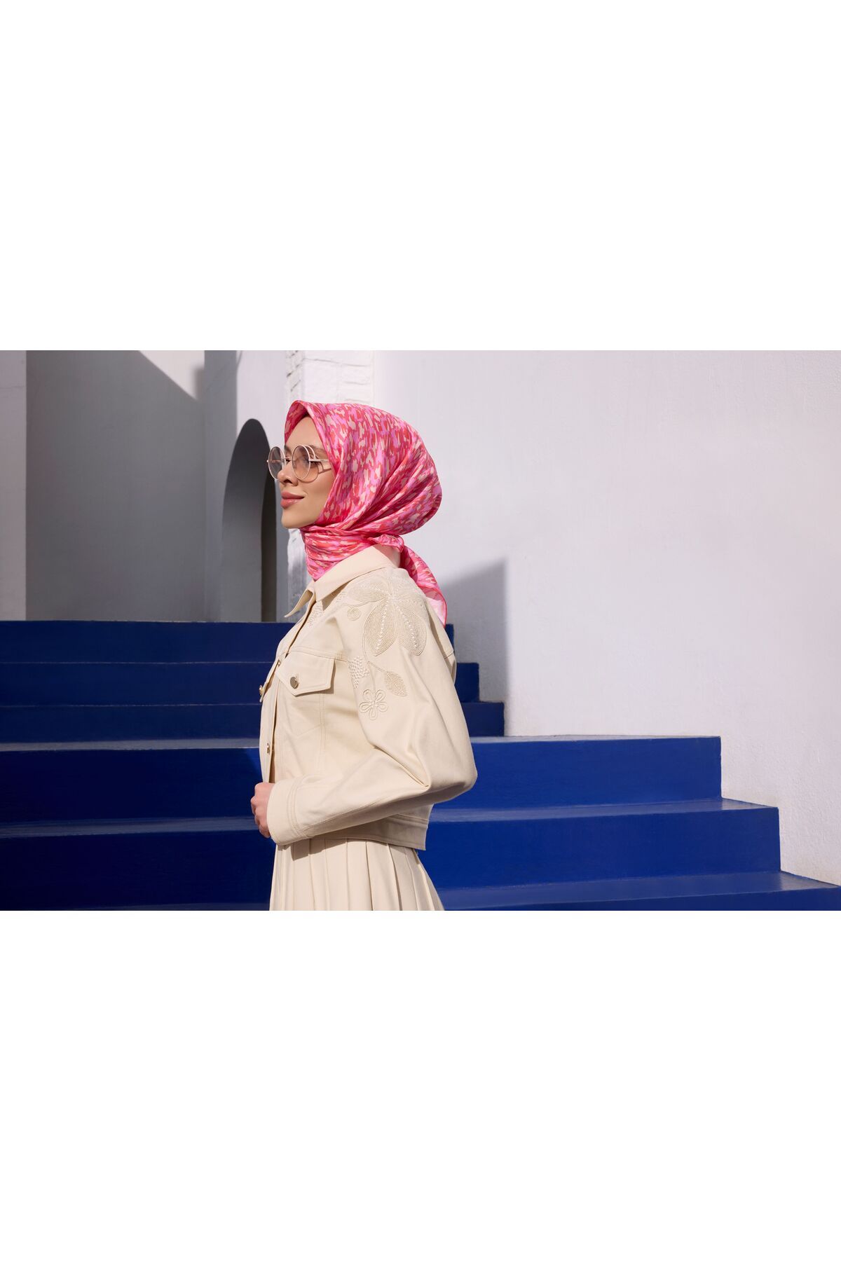 Belli Twill İpek Eşarp Pembe