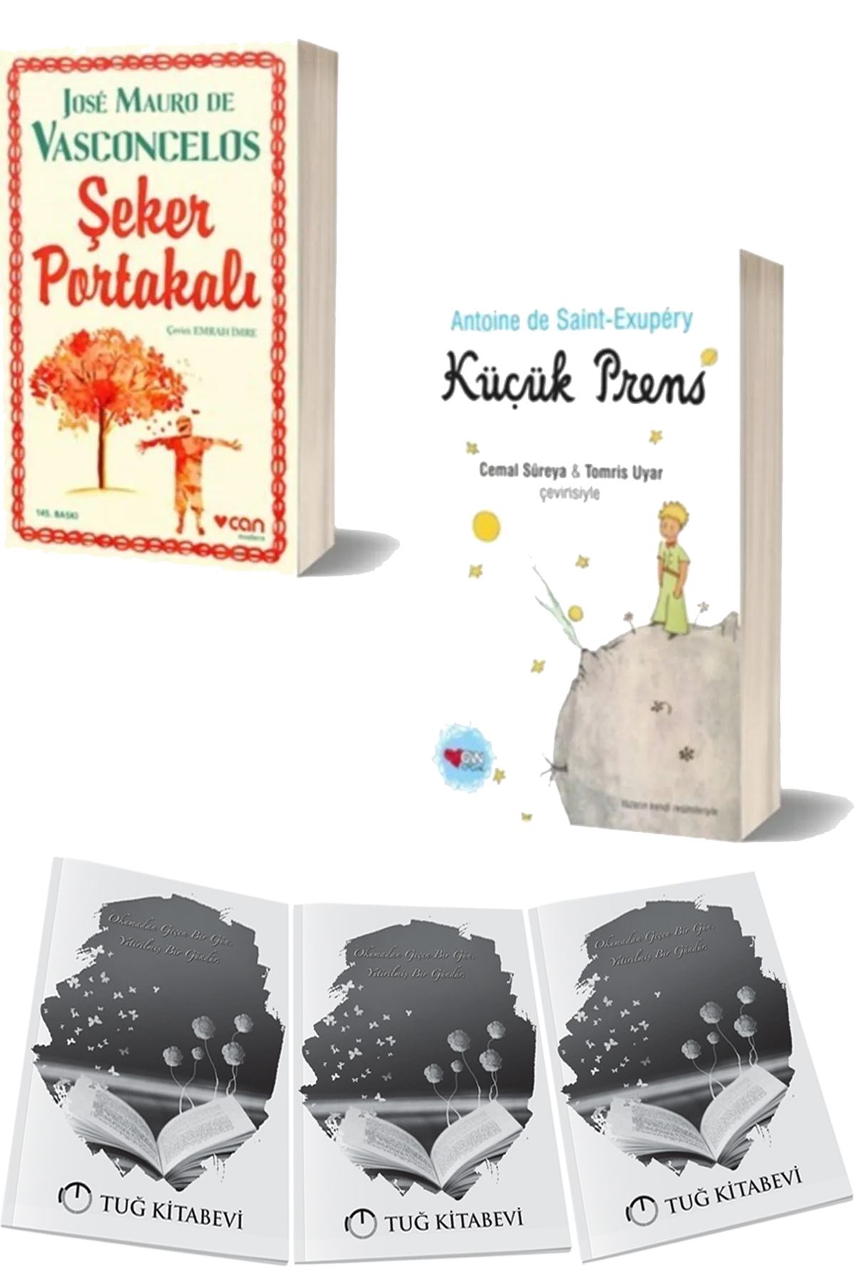 Can Yayınları Şeker Portakalı Jose Mauro de Vasconcelos ve Küçük Prens Antoine de Saint-Exupery 2li Set + Hediyeli