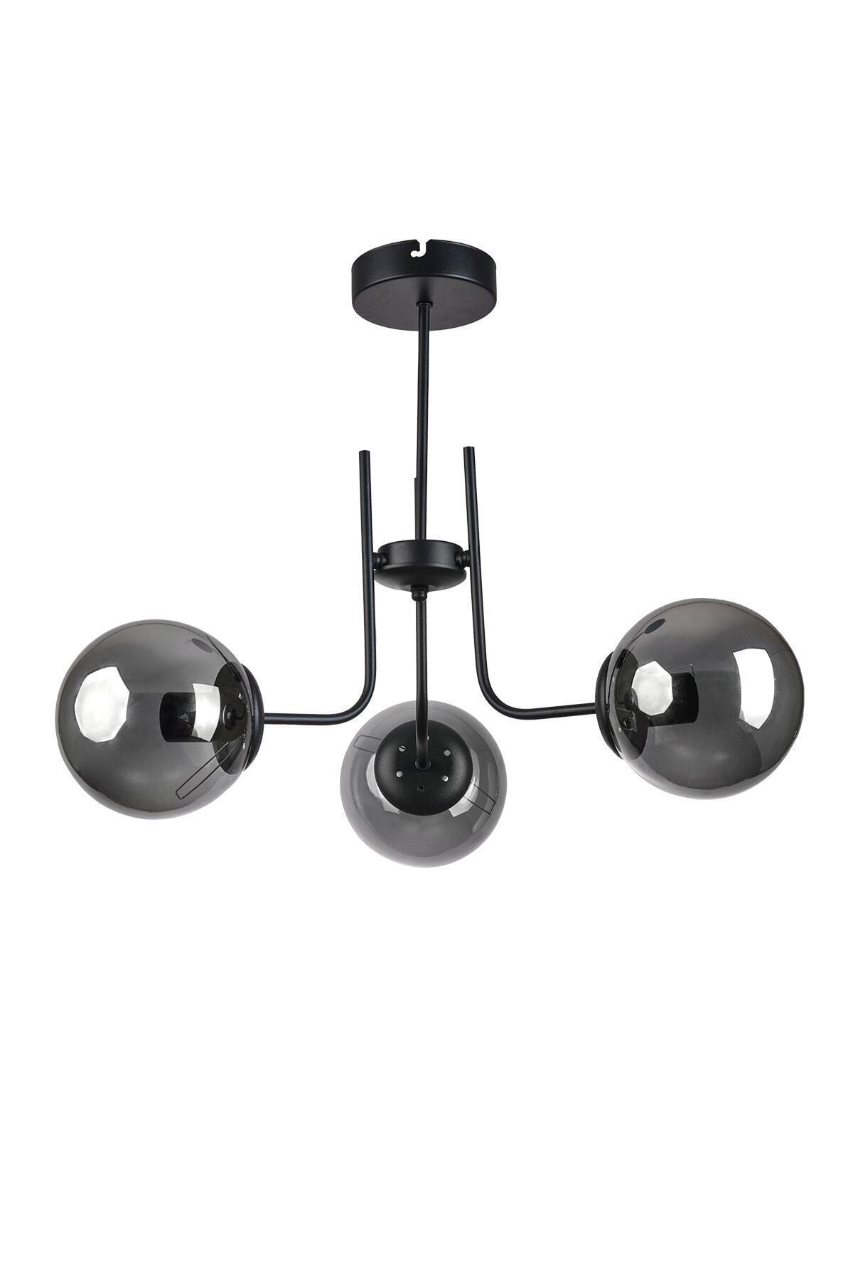 Vien Modern Design Bedroom Kitchen Living Room Black Smoked Glass 3-Piece Chandelier