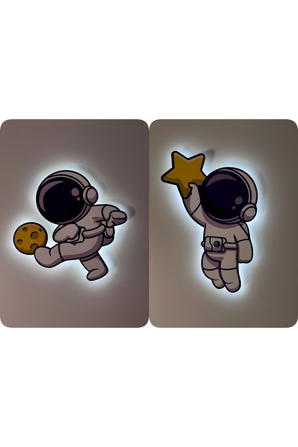 UViolets Dekoratif Baskılı Astronotlar Çocuk Odası Gece Lamba (2'Lİ ÜRÜN)