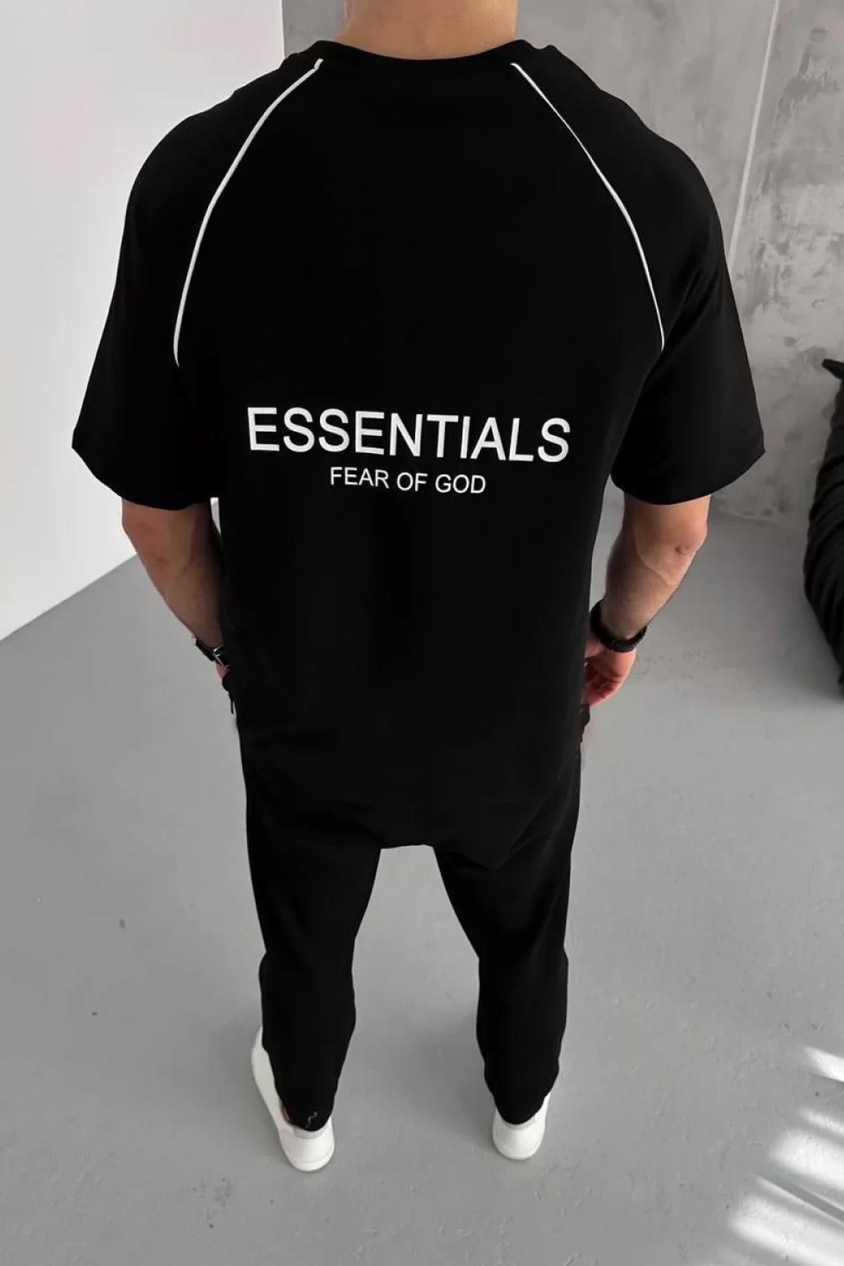 FUWEAR Oversize Arabiye Detaylı Essentials Reglan Kol Bisiklet Yaka Penye T-Shirt