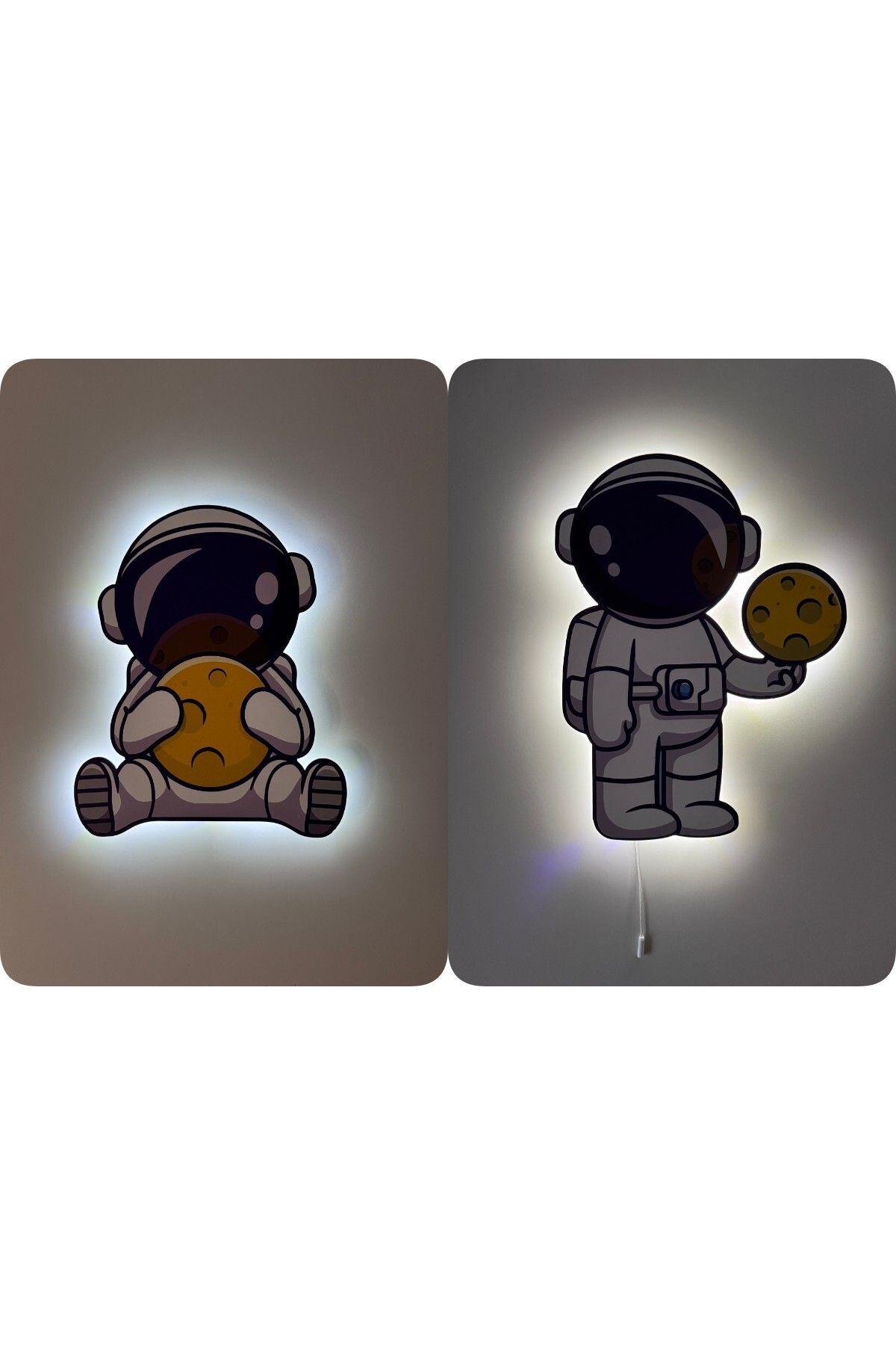 UViolets Dekoratif Baskılı Astronotlar Çocuk Odası Gece Lamba (2'Lİ ÜRÜN)