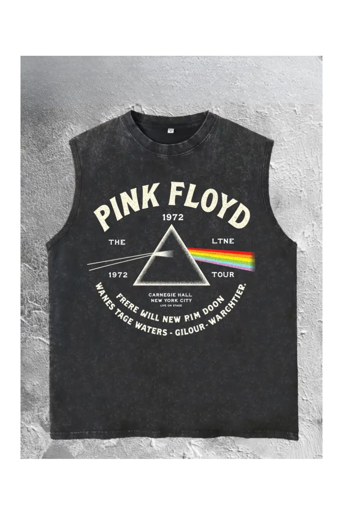 Touz Moda Pink Floyd Atlet Bisiklet Yaka Yıkamalı Vintage Unisex Oversize T-Shirt
