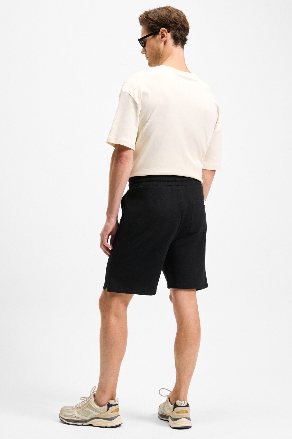 GRIMELANGE-Gauci Men's Relaxed Black Shorts with Elastic Waist and Side and Back Pockets 5