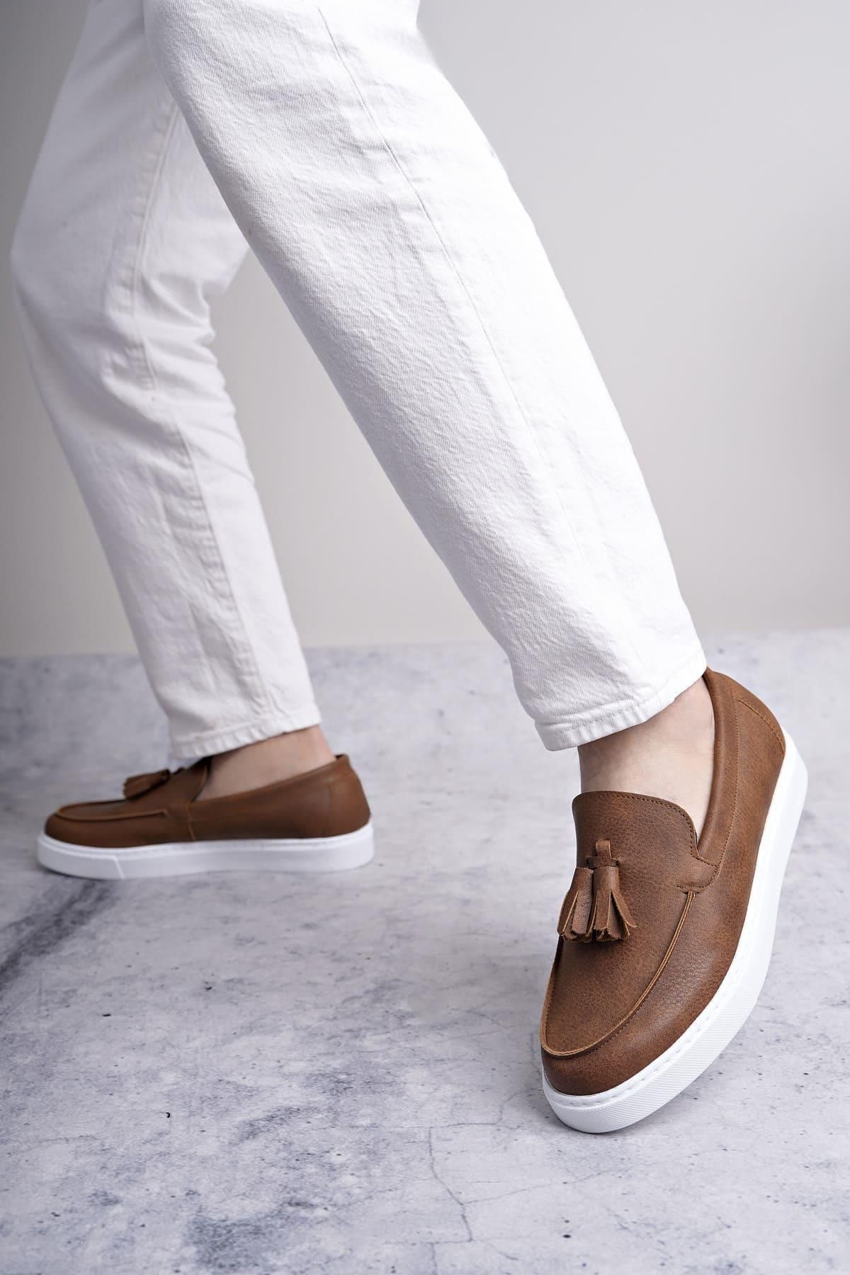 Byshoes SLW153 Bloom Bağcıksız Püsküllü Cilt Erkek Günlük Spor Klasik Ayakkabı CBT - Taba
