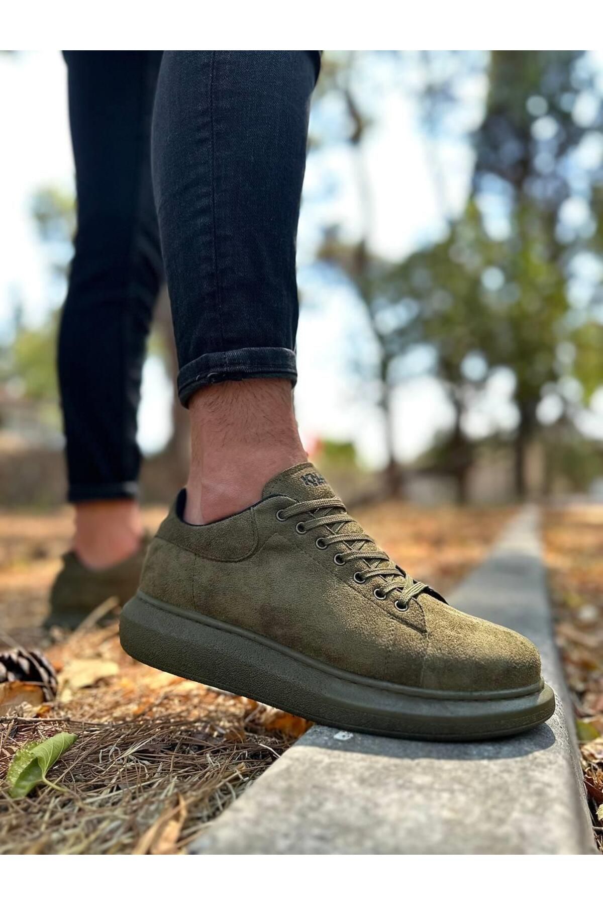 Byshoes Knack Yüksek Taban Günlük Ayakkabı 044 Haki (Süet)