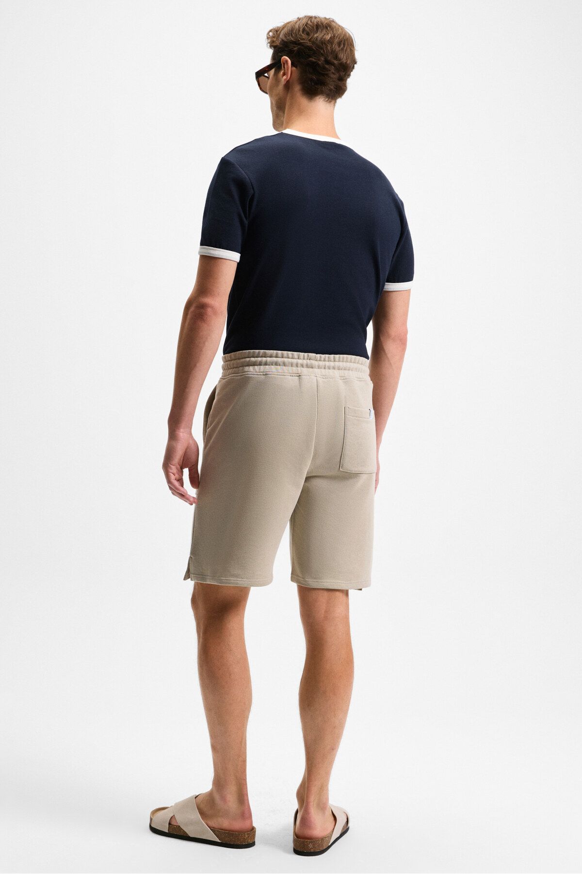 GRIMELANGE-Gauci Men's Relaxed Stone Color Shorts with Elastic Waist and Side and Back Pockets 4