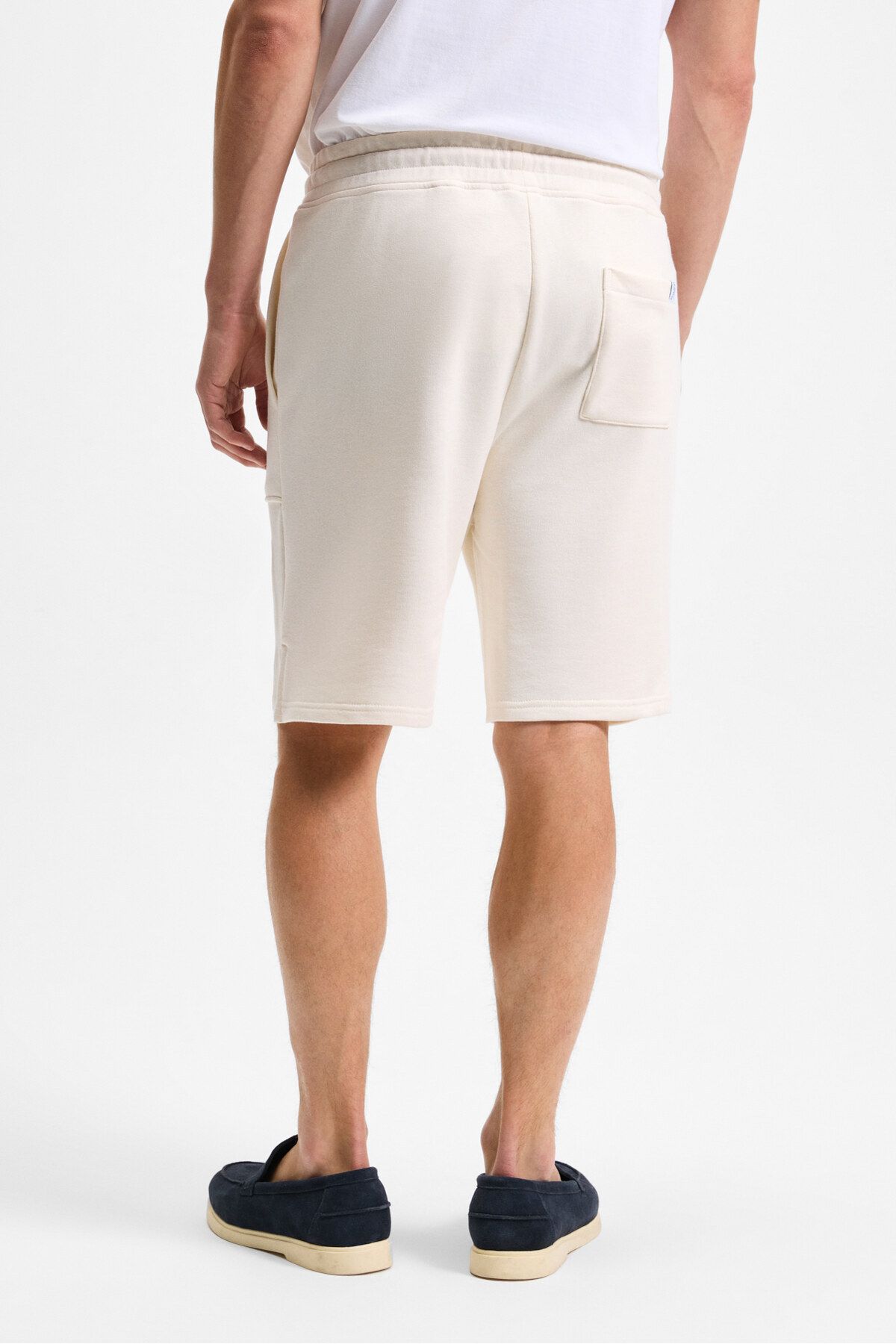GRIMELANGE-Gauci Men's Relaxed Ecru Shorts with Elastic Waist and Side and Back Pockets 3