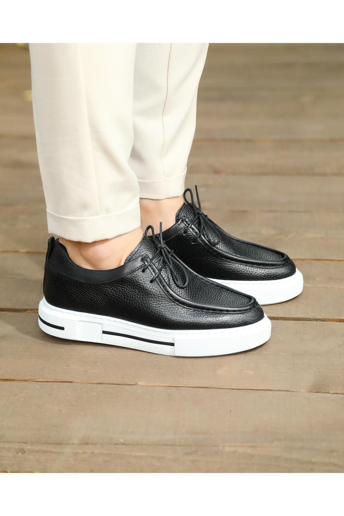 ByItallanoshoes BLACK SATUN 0019 HAKİKİ DERİ GÜNLÜK ERKEK SNEAKER AYAKKABI