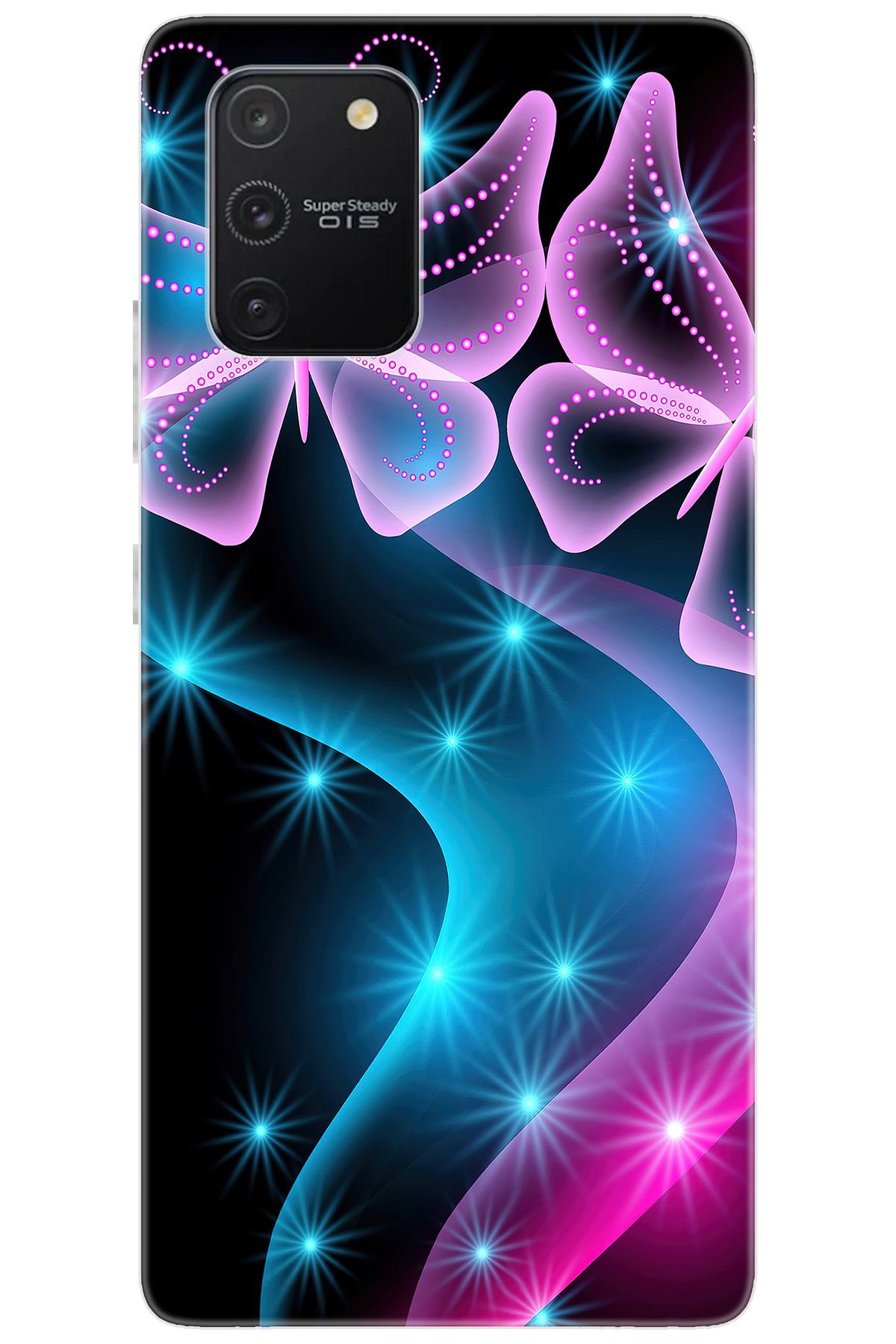 Ceppare Samsung Galaxy S10 Lite (SM-G770F) Uyumlu Kılıf Desen Baskı Silikon Kelebek Dalga STK:113 CP-paZ7nF8