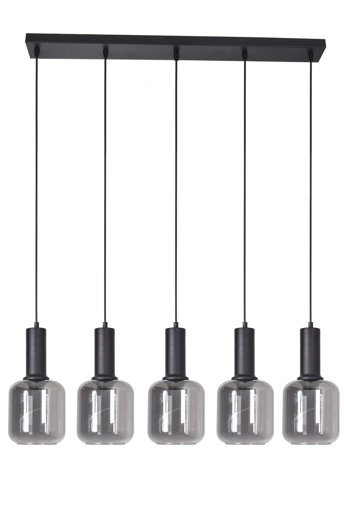 Modavize-Tanem Modern Design Living Room Kitchen Cafe Black Color Smoked Glass 5-Piece Chandelier 1