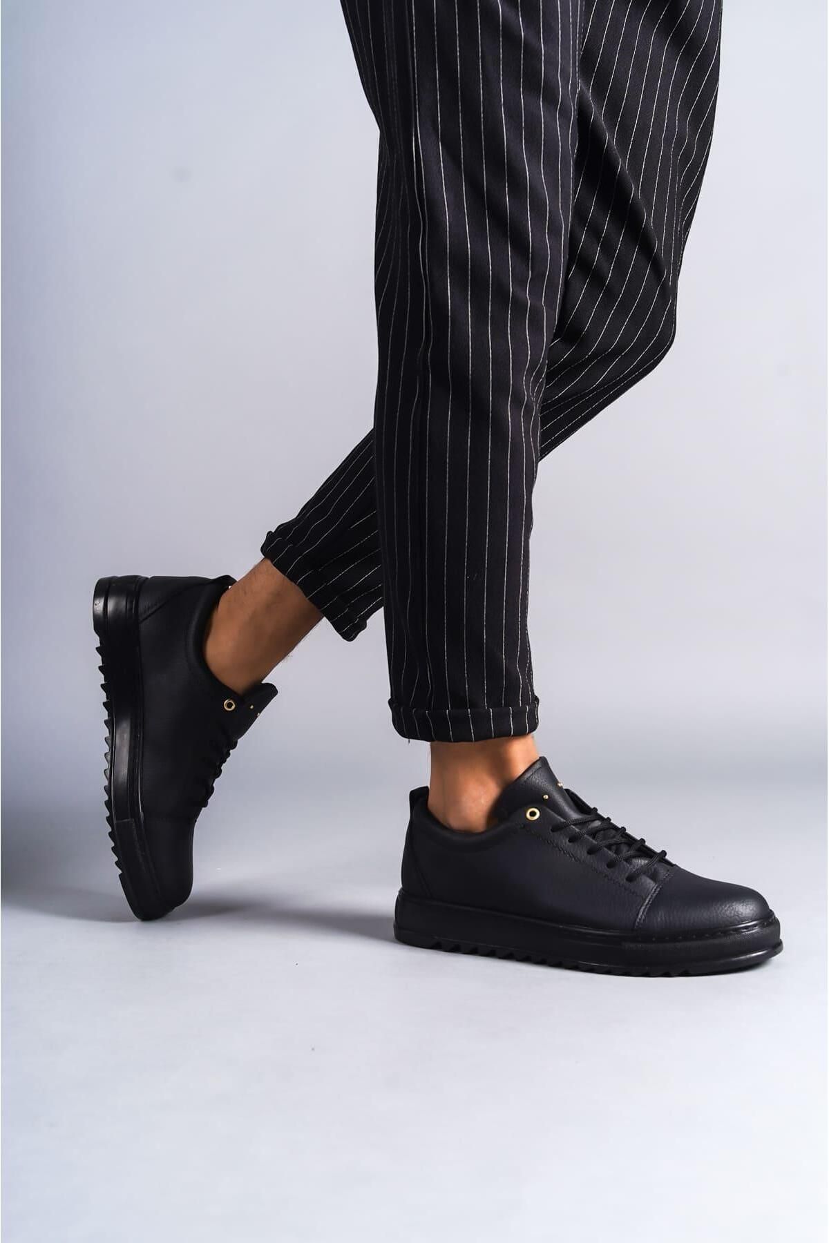 Byshoes SLW152 Cool Bağcıklı Cilt Erkek Günlük Spor Klasik Ayakkabı CST - Siyah