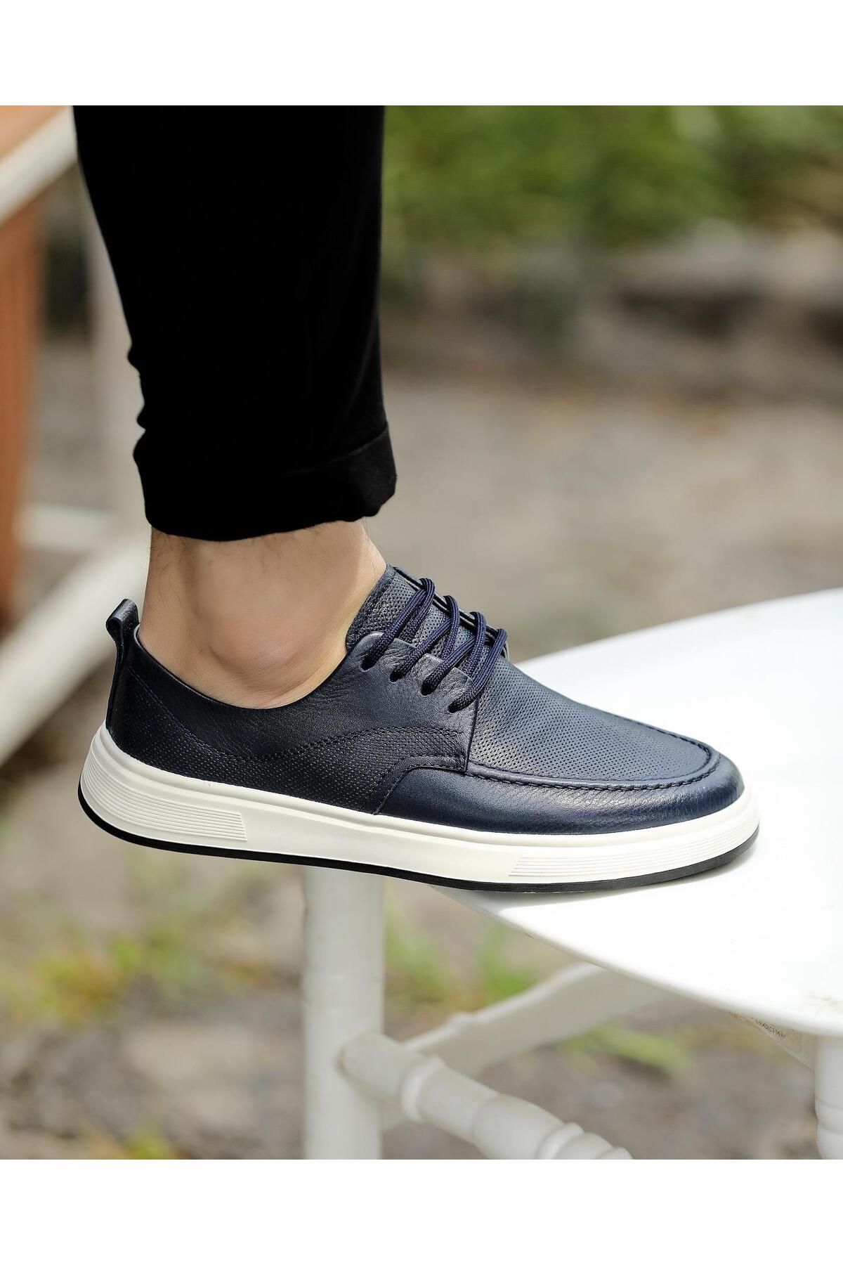 ByItallanoshoes NAVY BLUE NAGO 9061 HAKİKİ DERİ GÜNLÜK ERKEK CASUAL AYAKKABI