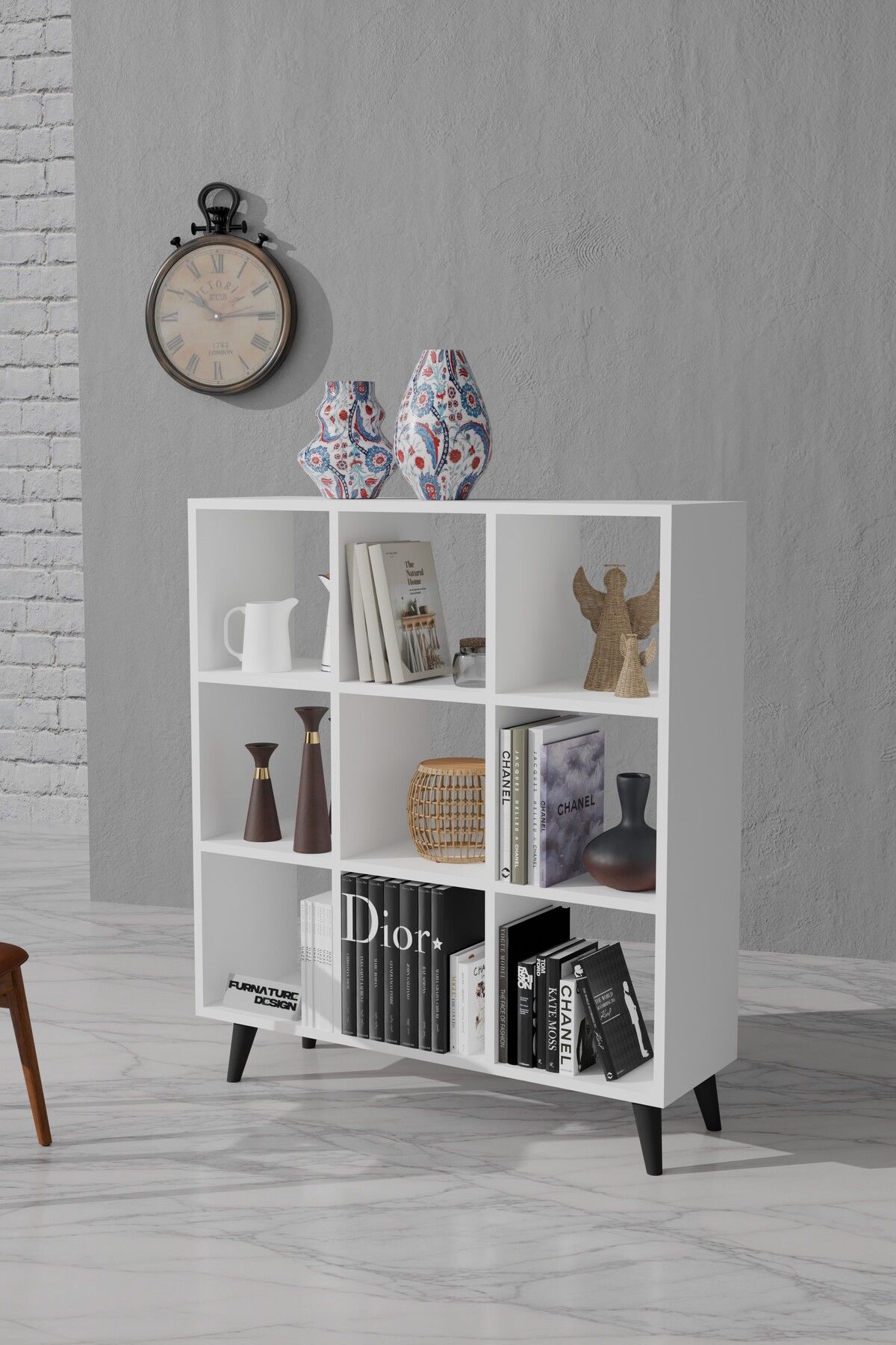 CMKStore Hub 9 Gözlü Kitaplık Dekoratif Çok Amaçlı Raf 9 Raflı Kitaplık