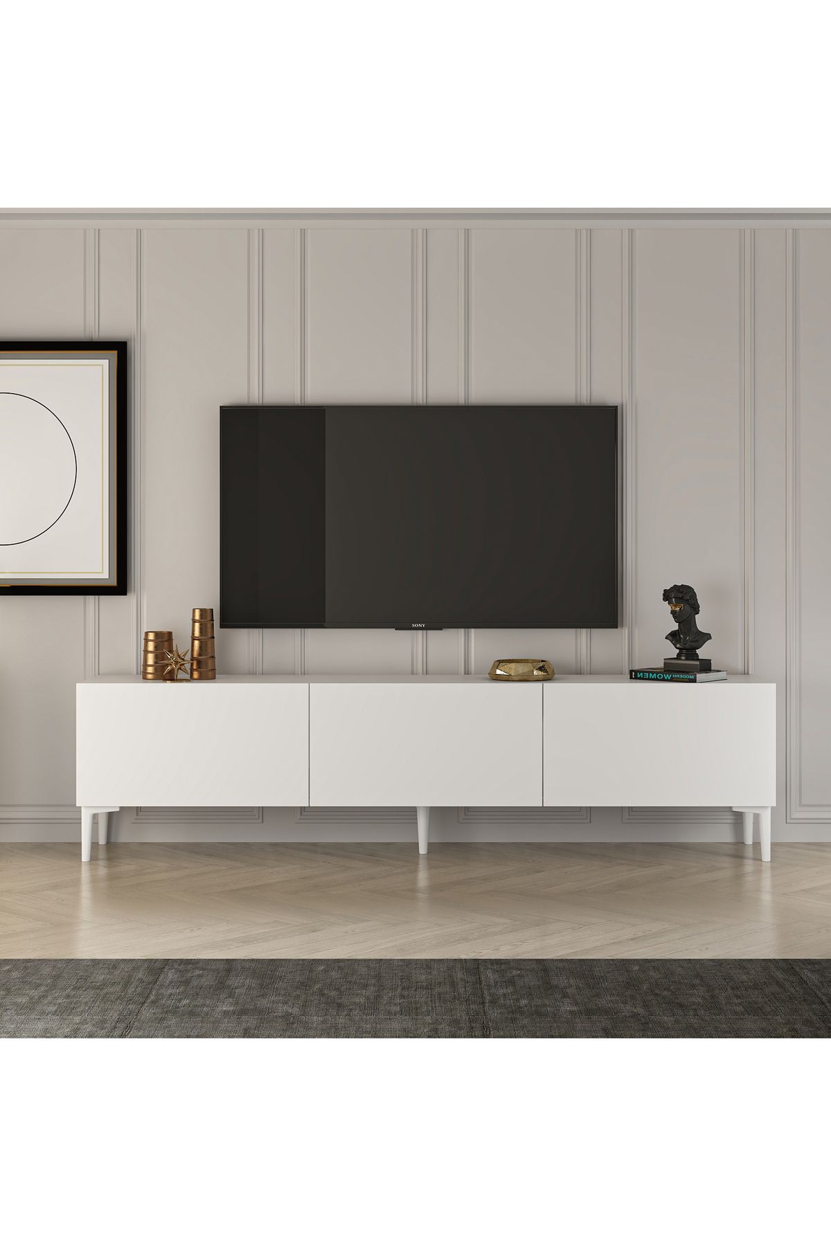 WOODORA DESİNG EST TV SEHPASI-AYAKLI-150cm BEYAZ