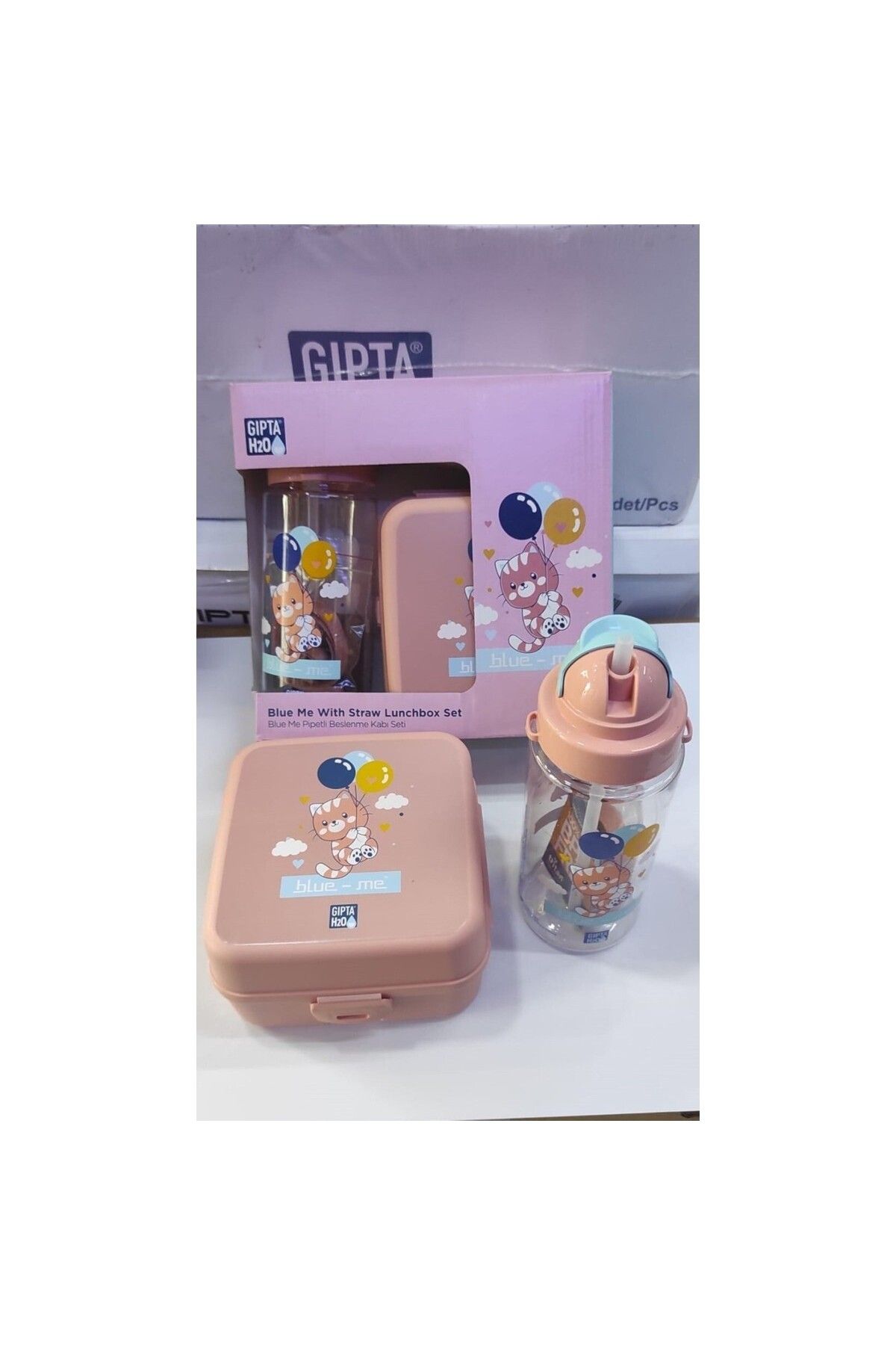Gıpta Blue-Me Tritan Pipetli Matara + Desenli Beslenme Kabı Set