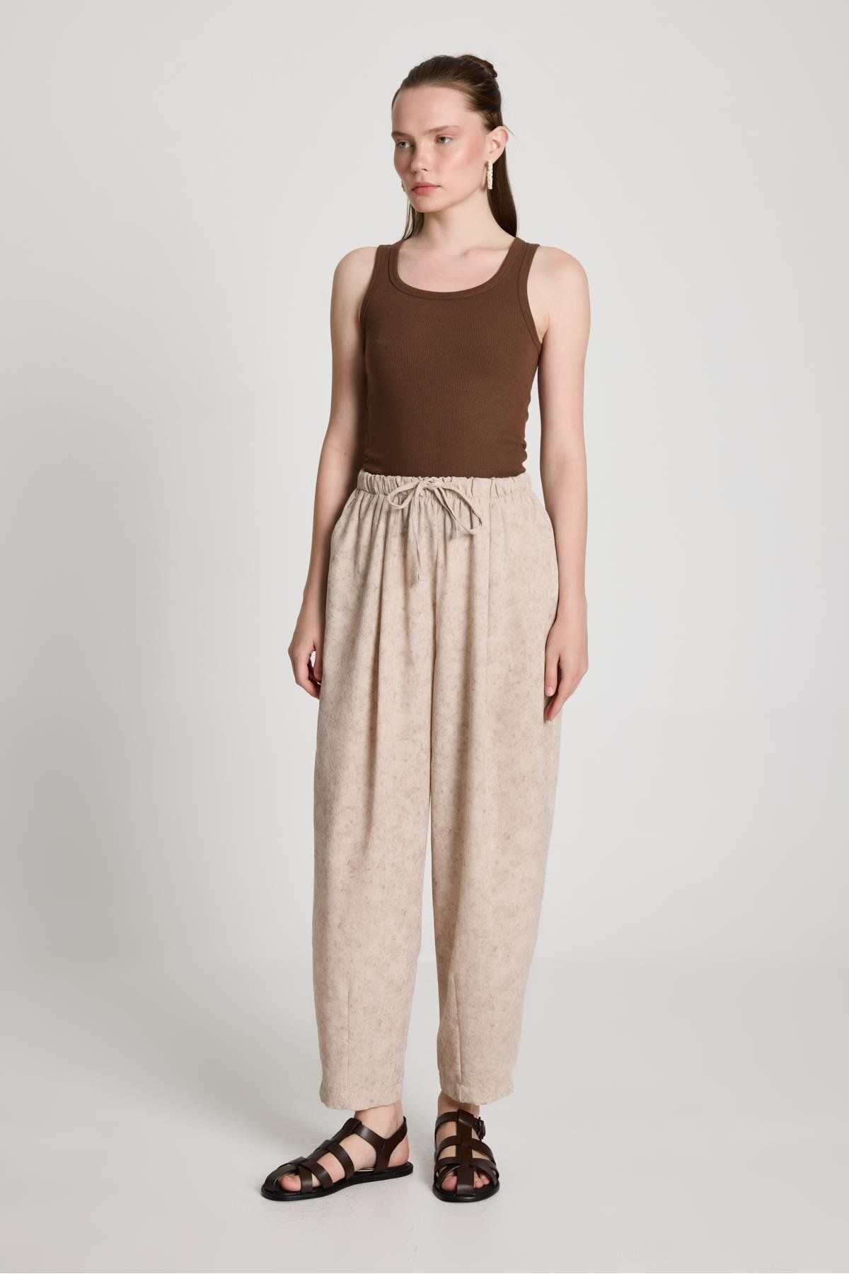 minaaise Pauline Keten Pantolon Taş