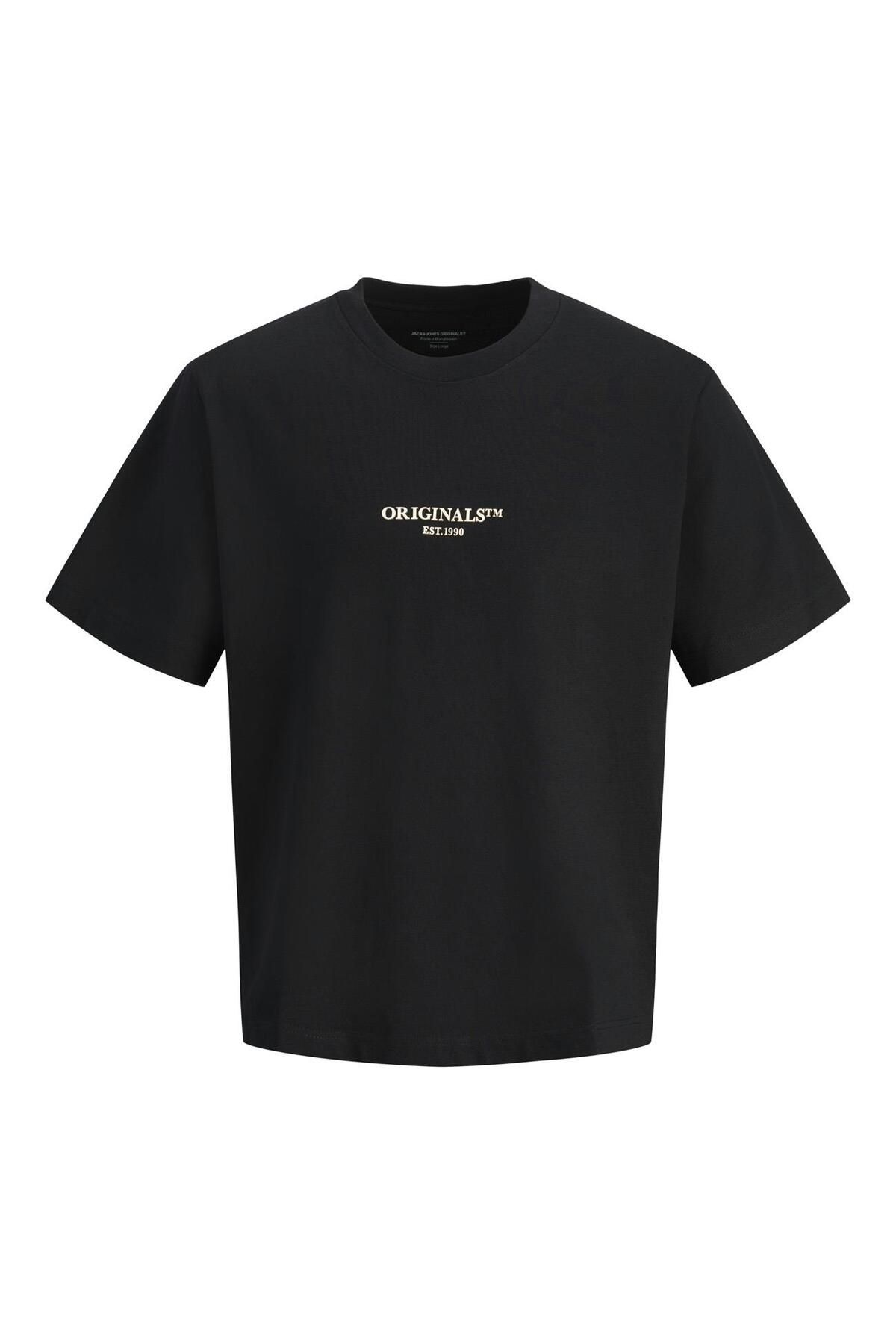 Jack & Jones 12273157 Jorislington Minimal Branding Tee Ss Sn Siyah