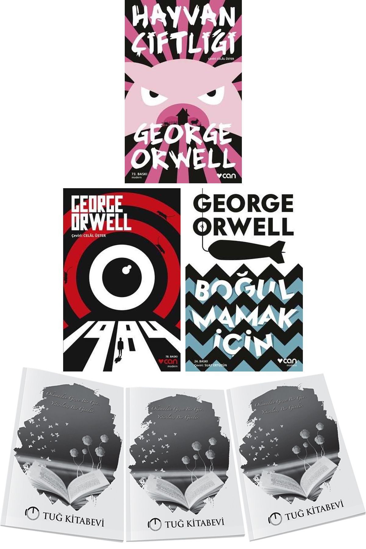Can Yayınları Hayvan Çiftliği - 1984 - Boğulmamak İçin 3lü Set George Orwell + Hediyeli