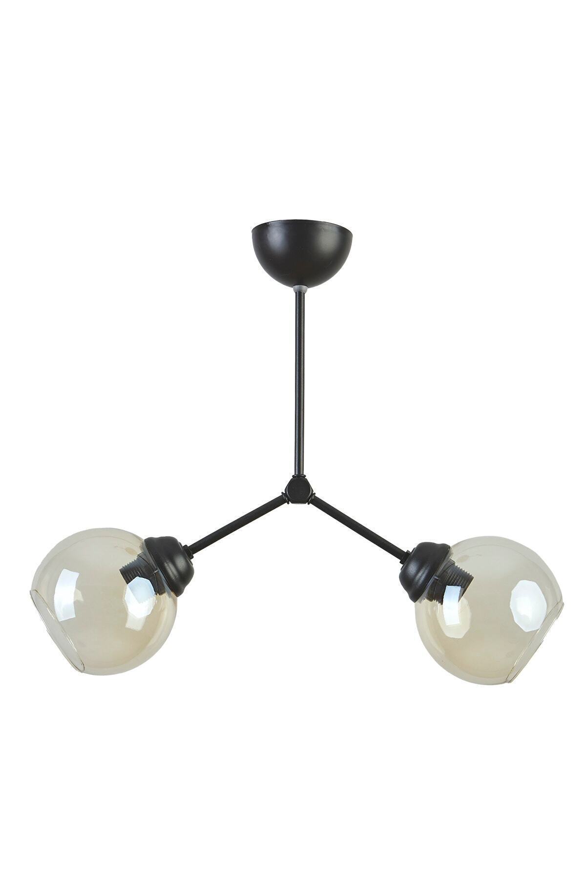 Rocco 1910-E Modern Design Cafe Kitchen Living Room Black Honey Glass 2-Piece Chandelier