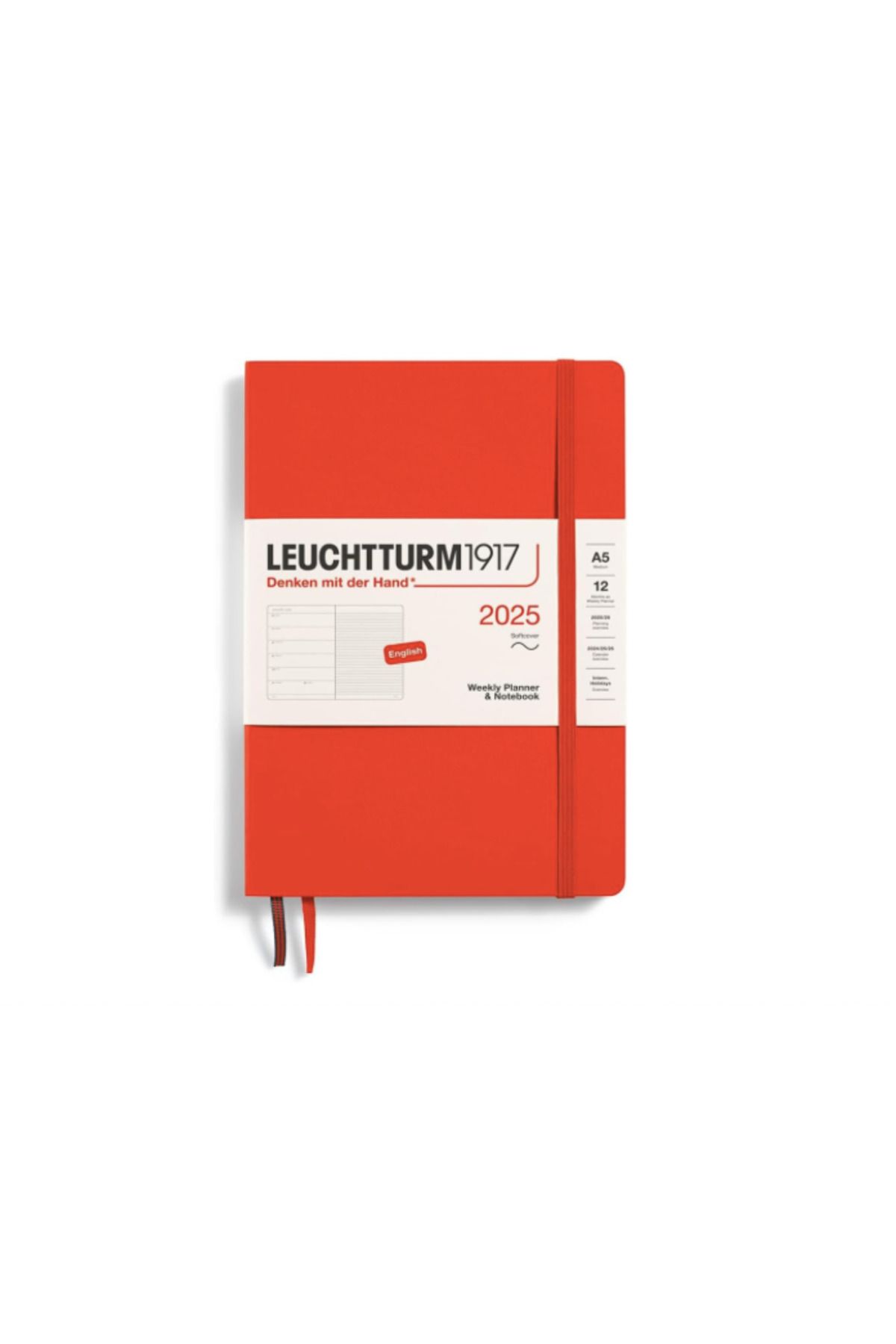 Leuchtturm1917 2025 Haftalık Planlayıcı ve Not Defteri, Yumuşak Kapak, Orta Boy (A5), 144 Sayfa, İng