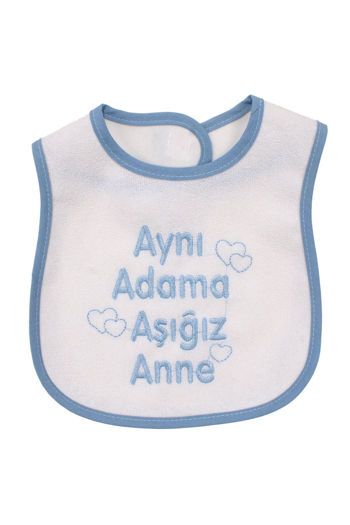 bebegen Unisex Mavi Aynı Adama Aşığız Anne Yazılı Su Geçirmez Önlük