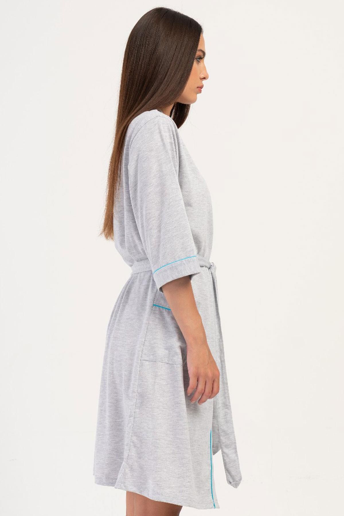 VİENETTA-Γυναικείο φόρεμα Capri Sleeve Blue 100% ΒΑΜΒΑΚΙ C0T6N3O504 2