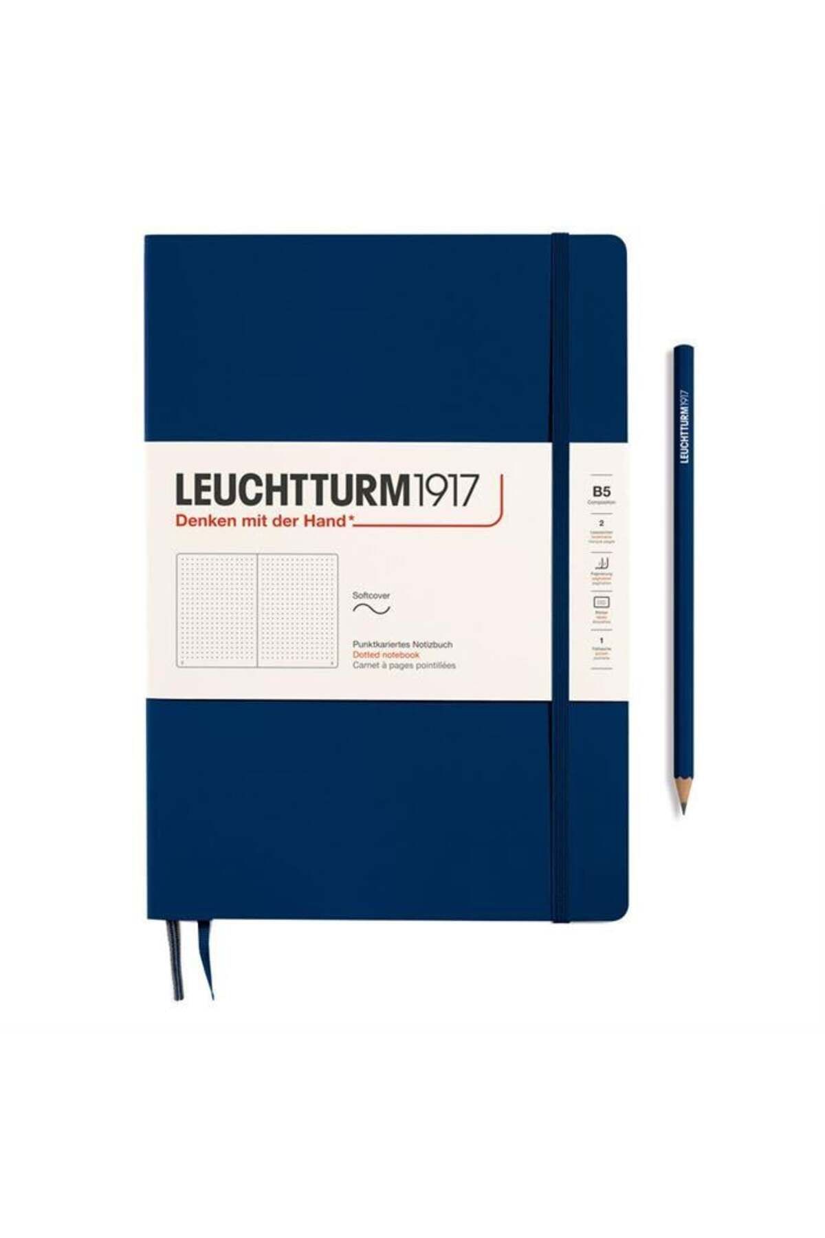 Leuchtturm1917 Composition Notebook, B5, Yumuşak Kapak, 123 Sayfa Not Defteri, Noktalı, Navy 349301