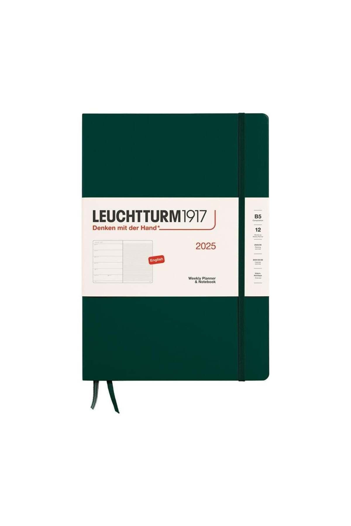 Leuchtturm1917 2025 Haftalık Planlayıcı ve Not Defteri, Tablet Boy (B5), 144 Sayfa, İngilizce, Çizgi