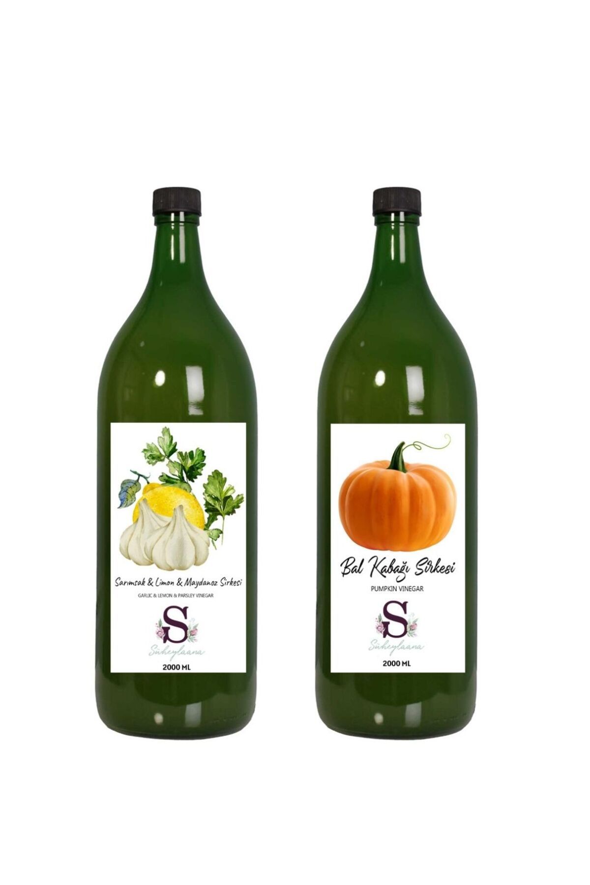Süheylaana Doğal Sarımsak & Limon & Maydanoz Sirkesi 2000 Ml - Doğal Bal Kabağı Sirkesi 2000 Ml