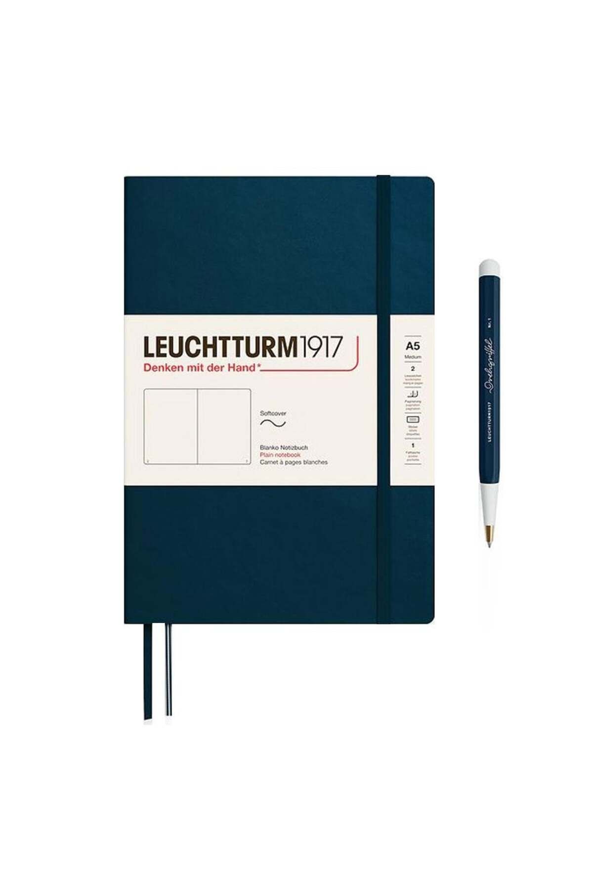 Leuchtturm1917 2025 Colors Orta Boy (A5), Yumuşak Kapak, 123 Sayfa, Çizgisiz Defter Deep Sea 372204