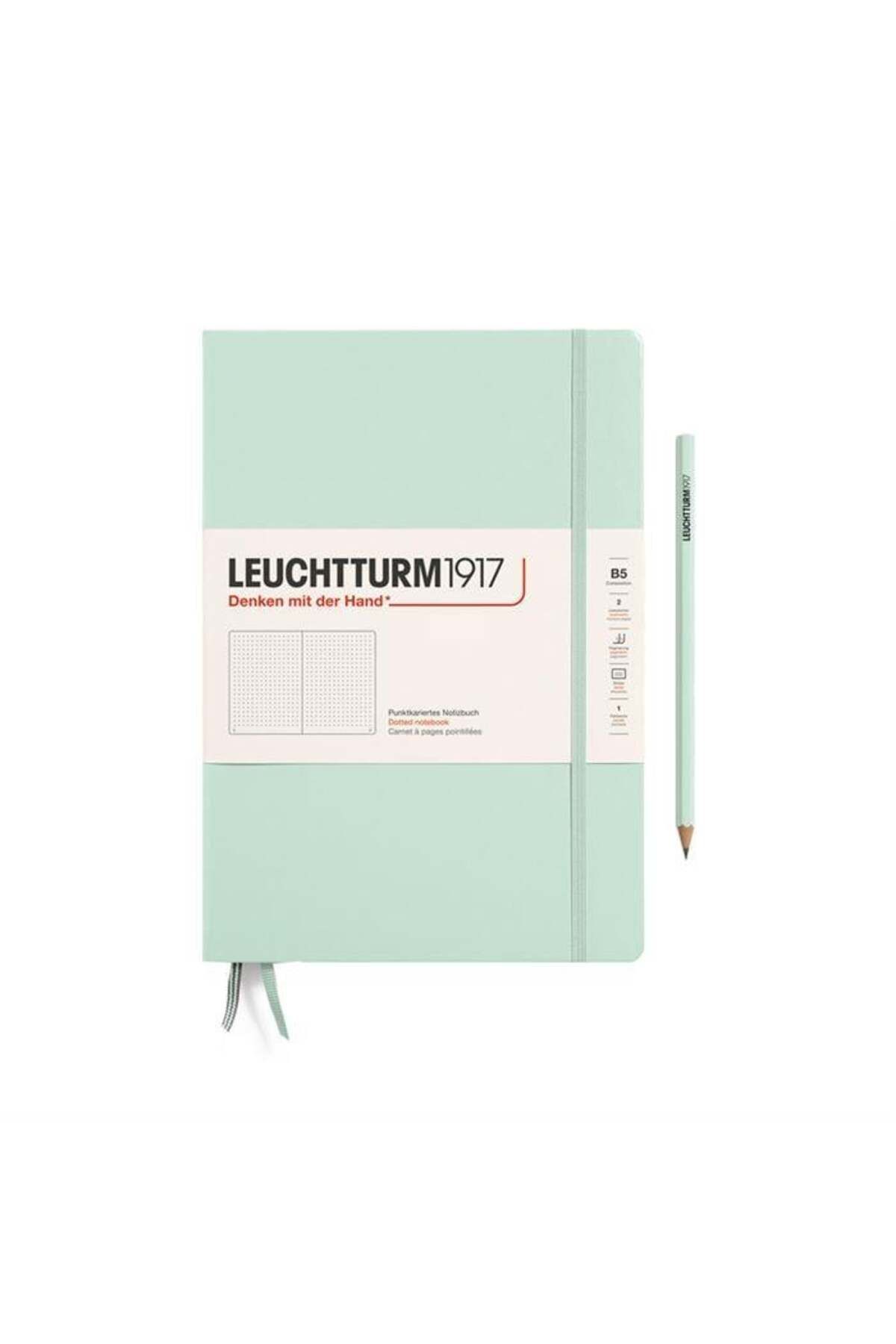 Leuchtturm1917 Composition Notebook, B5, Sert Kapak, 219 Sayfa Not Defteri, Noktalı, Mint 370282