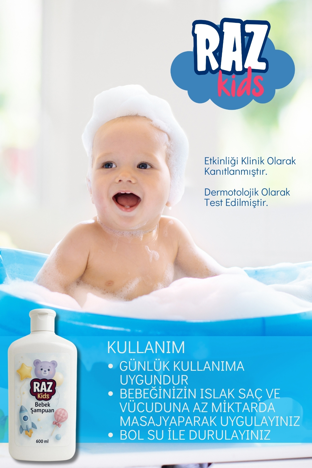 Spumy Raz Kids Organik Sertifikalı Hassas Saç Ve Vücut Bebek Şampuanı - 600 ml fotoğrafı 4 (önizleme)