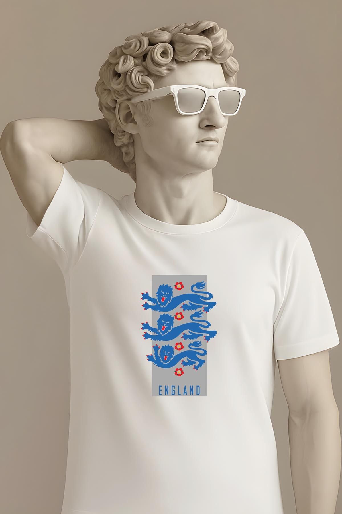 362BASKI İngiltere Milli Takım Minimal Tasarım Logo Baskılı Tshirt