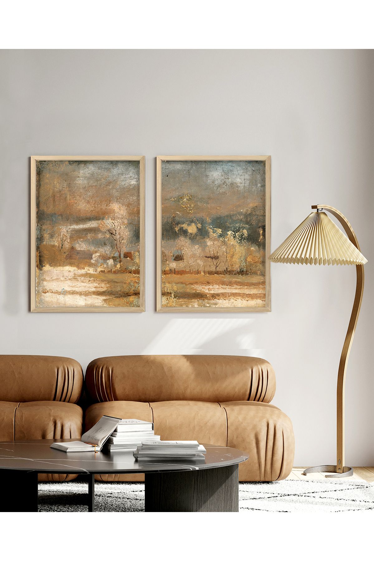 Vetro Design Yağlıboya Dokulu Manzara Çerçeveli Tablo Set