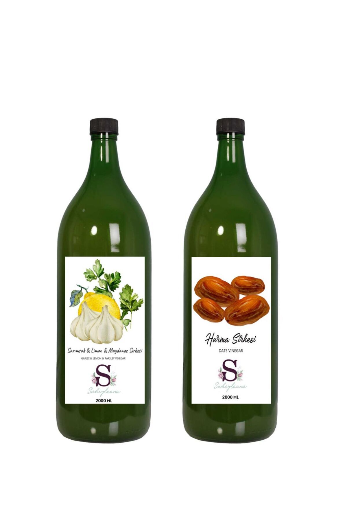 Süheylaana Doğal Sarımsak & Limon & Maydanoz Sirkesi 2000 Ml - Doğal Hurma Sirkesi 2000 Ml