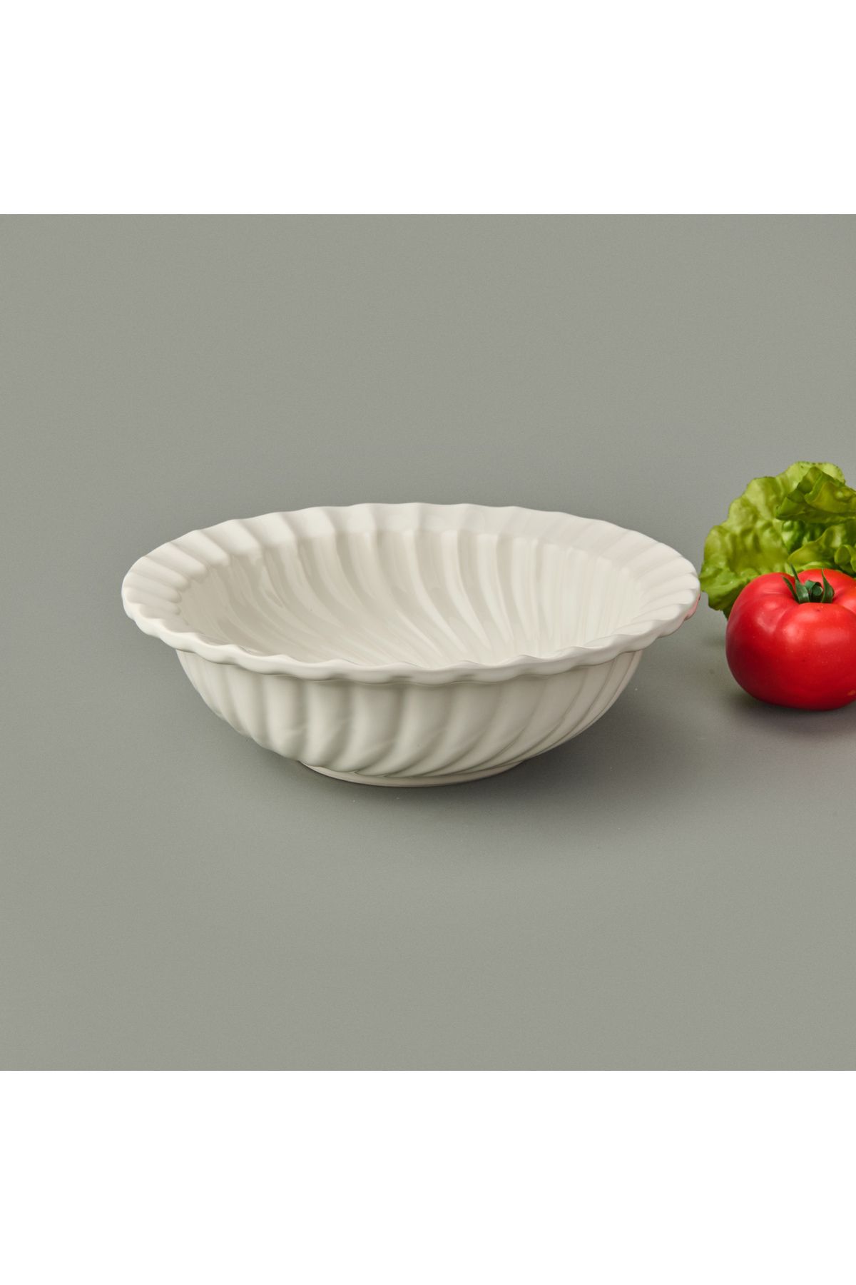 İpek İpek Porselen Papatya Salata Kasesi - Krem - 21x11 cm