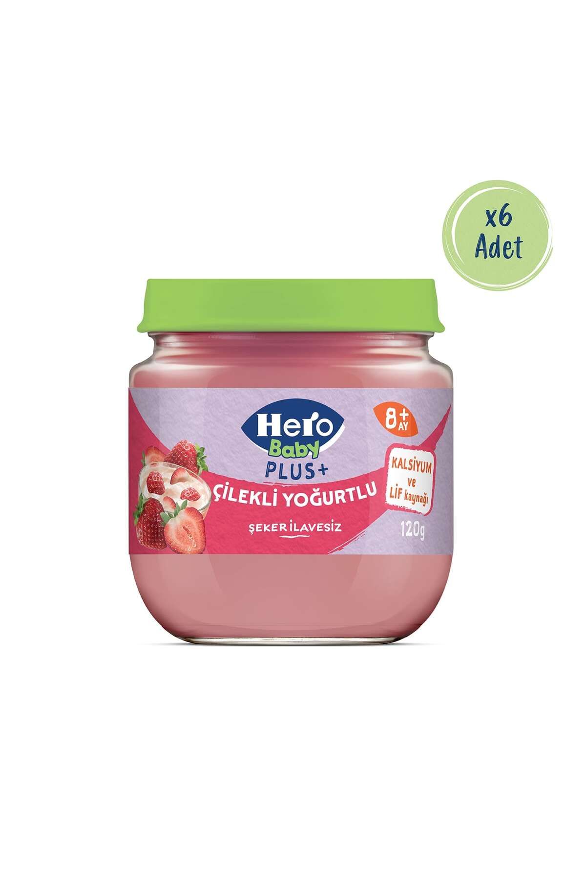 Hero Baby Plus Çilekli Yoğurtlu Kavanoz Mama 120g x6