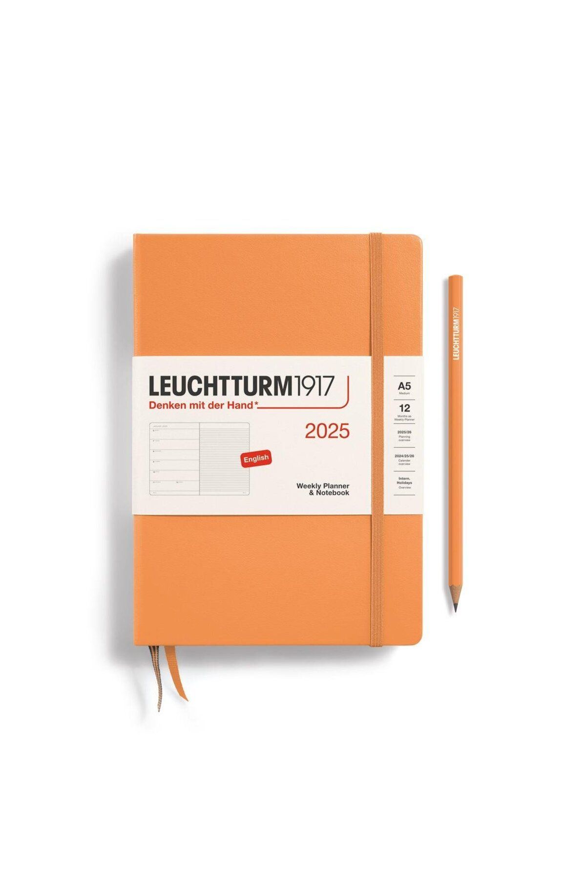 Leuchtturm1917 2025 Haftalık Planlayıcı Ve Not Defteri, Orta Boy (A5), 144 Sayfa, Ingilizce, Çizgili