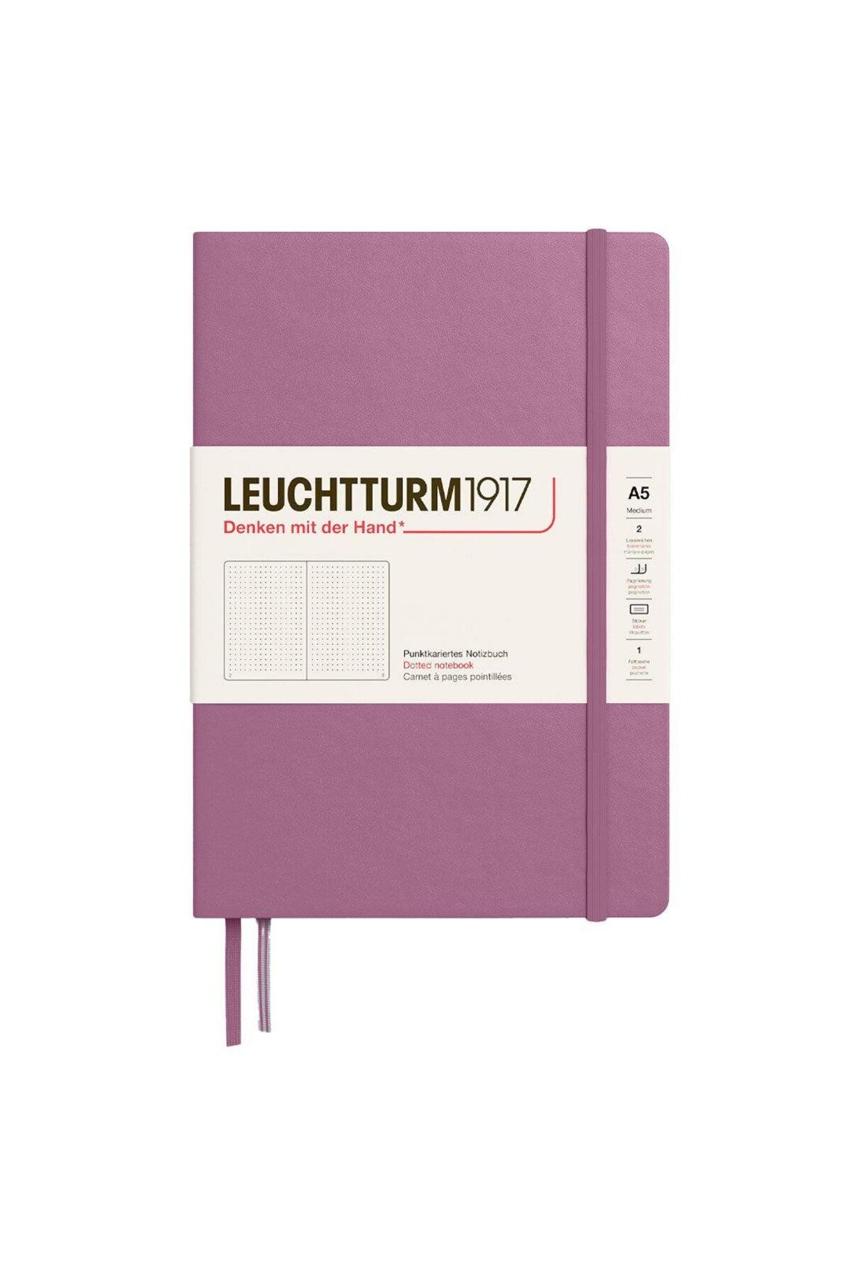 Leuchtturm1917 2025 Colors Orta Boy (A5), Sert Kapak, 251 Sayfa, Noktalı Defter Dusty Rose 372185