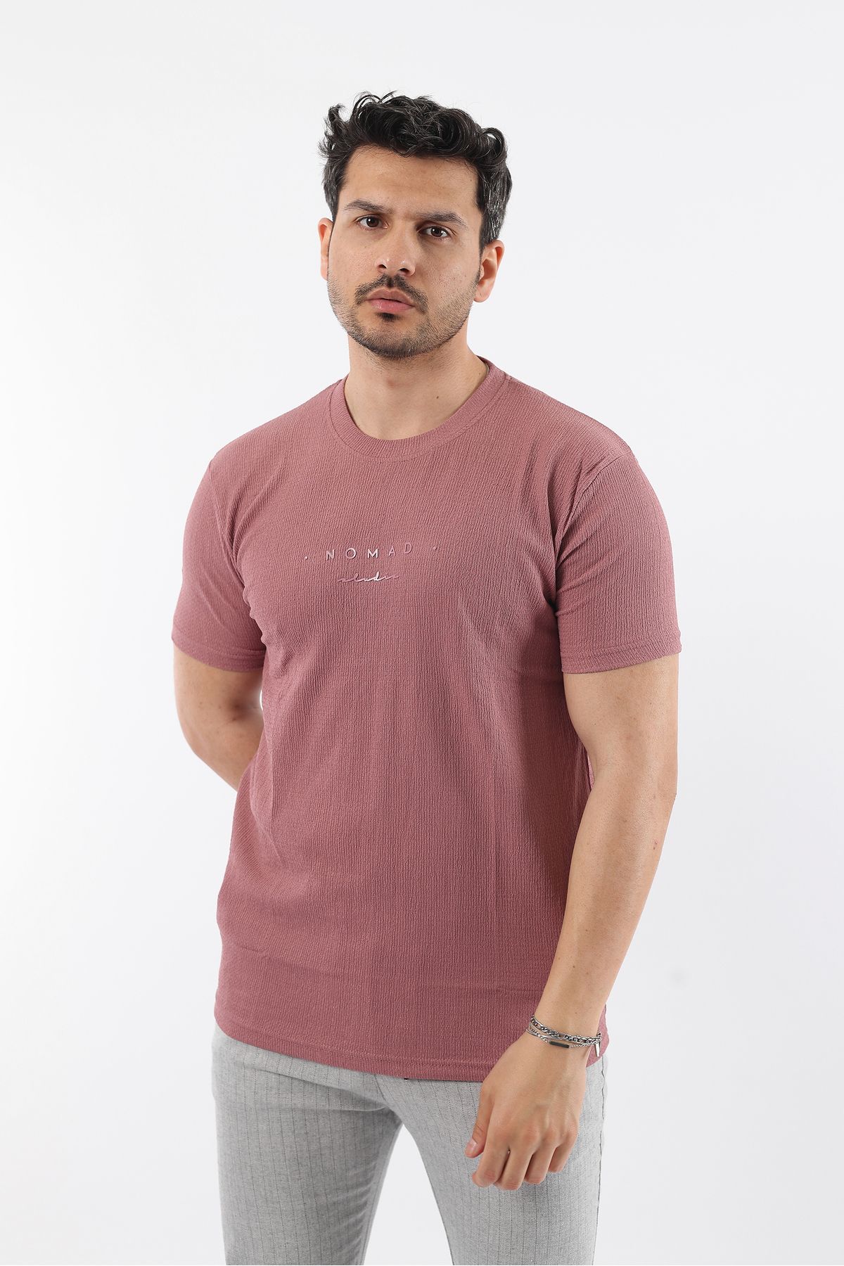 Rodrigo Erkek Slim Fit Dokulu Basic Tişört T-shirt
