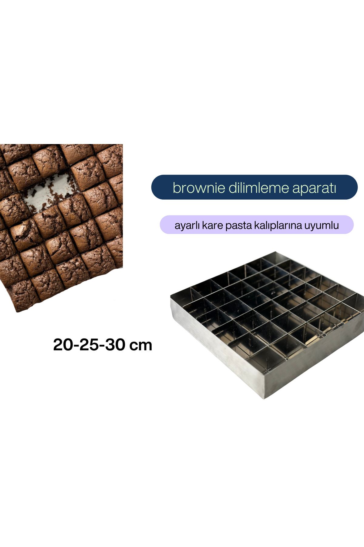 YYK YIKANABİLİR YAĞLI KAĞIT HEP PİŞİR Brownie Dilimleme Aparatı 20 cm Ayarlı Kalıplar İçin
