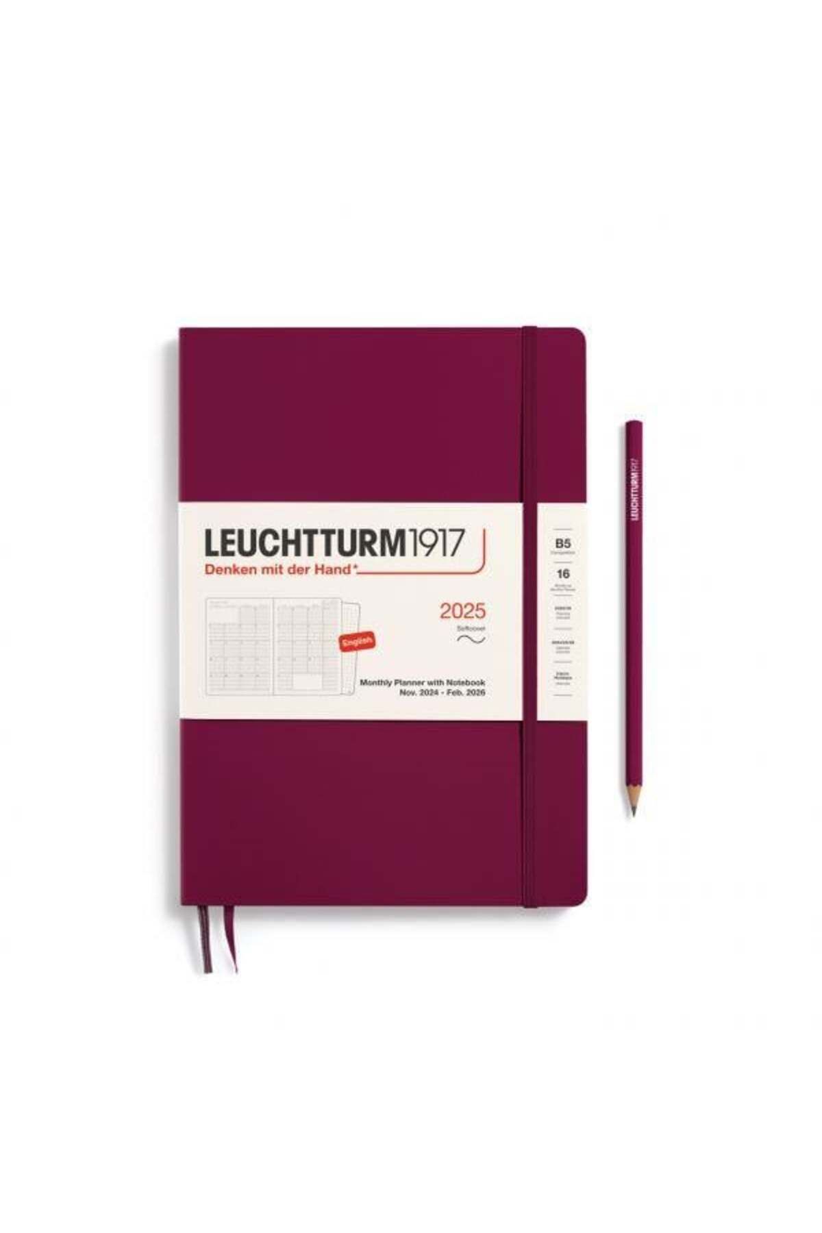 Leuchtturm1917 2025 Aylık Planlayıcı Ve Not Defteri, Yumuşak Kapak, 16 Aylık, Tablet Boy (B5), Ingil