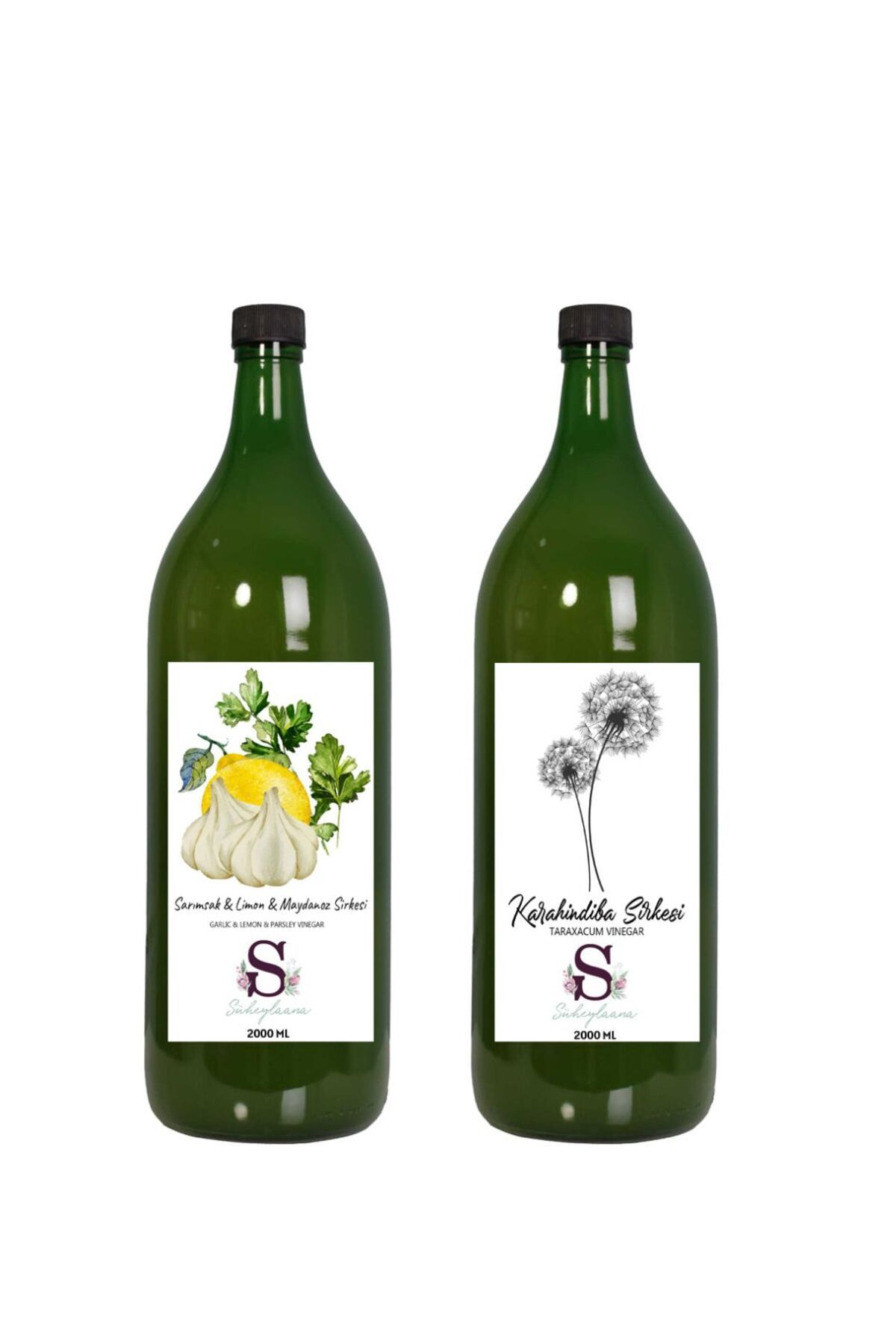 Süheylaana Doğal Sarımsak & Limon & Maydanoz Sirkesi 2000 Ml - Doğal Karahindiba Sirkesi 2000 Ml